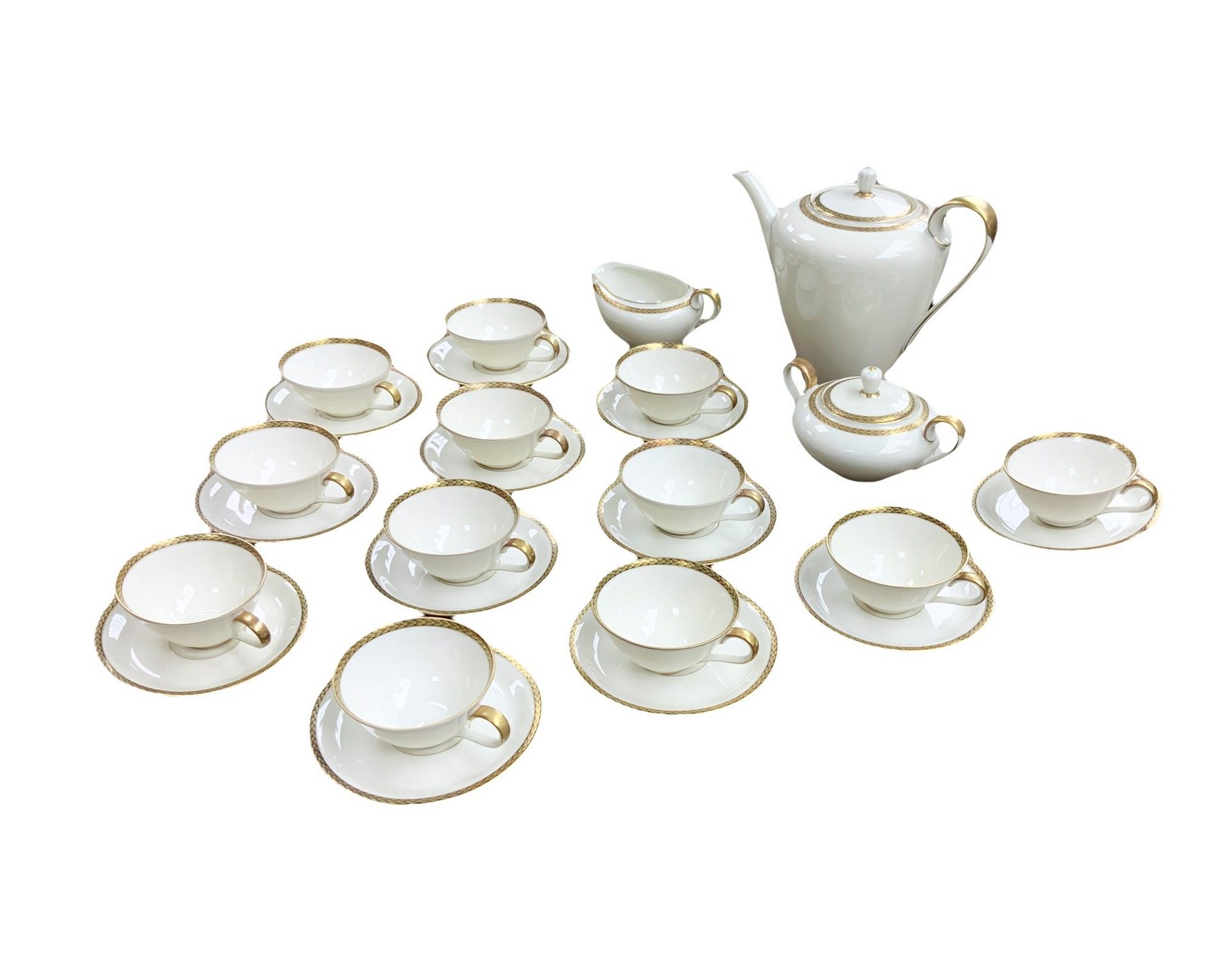 Null Servicio de té de porcelana "Bavaria Eschenbach" Porcelana Con bordes dorad&hellip;