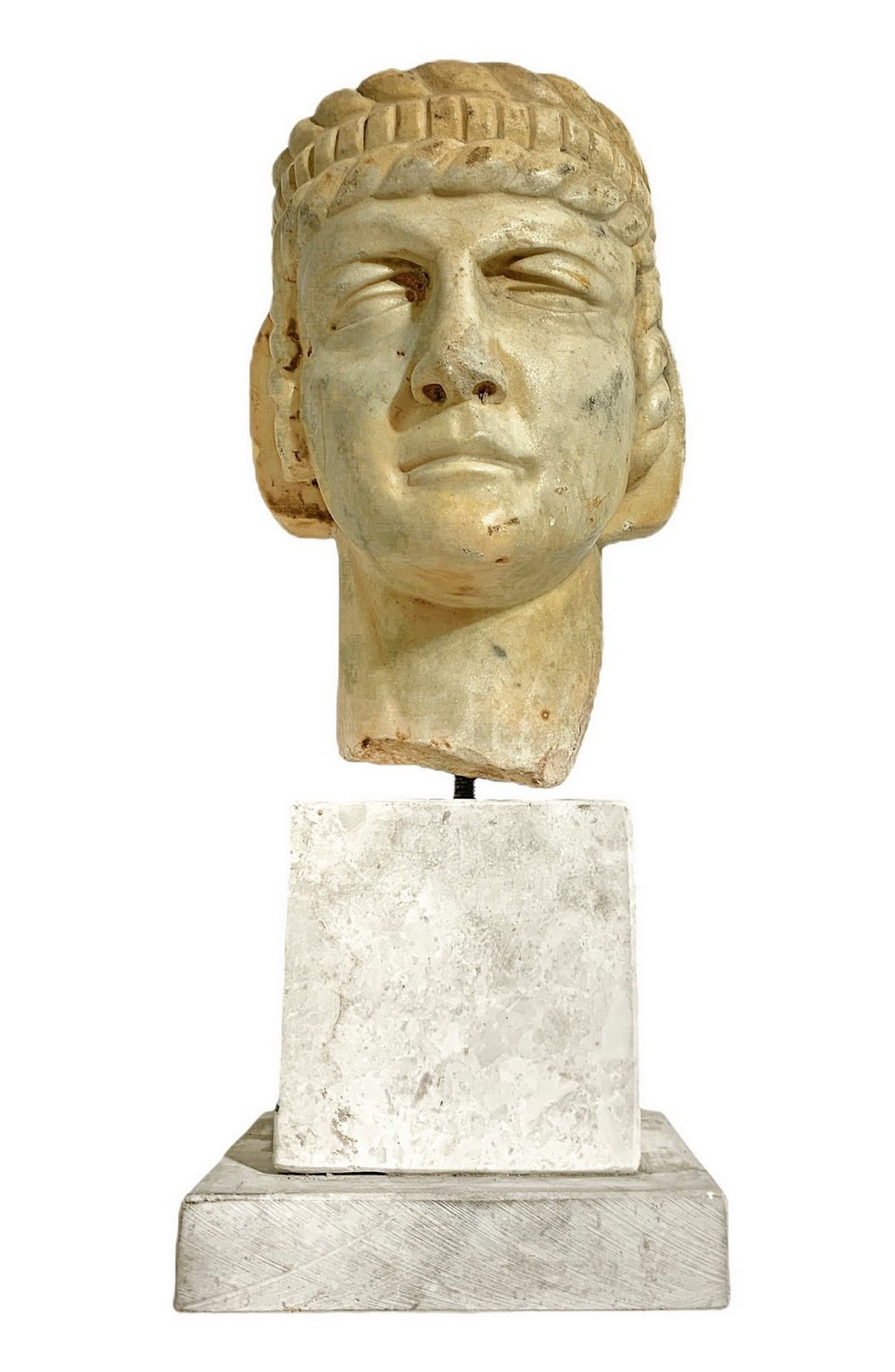 Null Kopf aus weißem Marmor, 14./15. Jahrhundert, H 21 x 15 cm. Kleiner Mangel a&hellip;