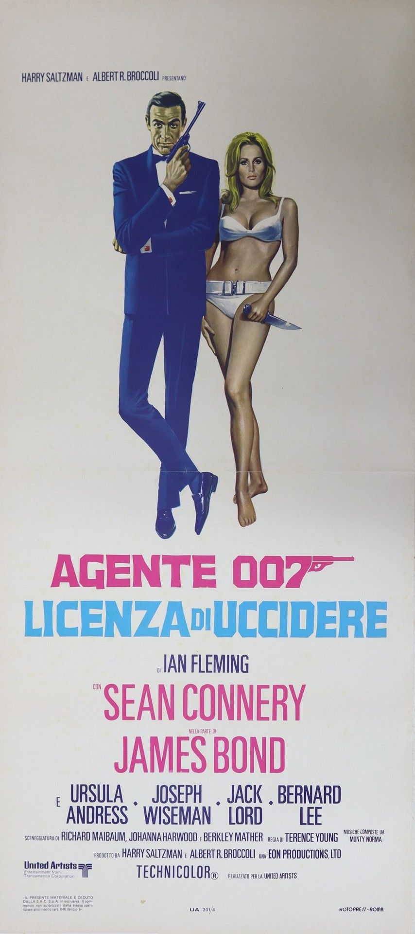 Null 电影海报 "007特工杀人执照 "70厘米x33厘米 正常的使用痕迹