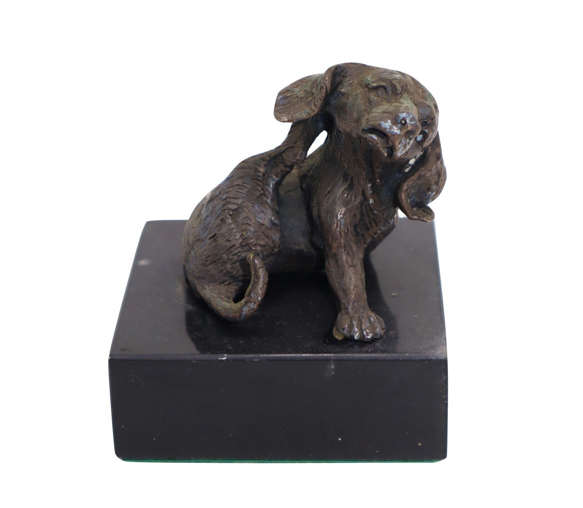 LORENZO DELLEANI 小狗抓自己 7.5厘米+2.5厘米底座 黑色大理石底座雕塑