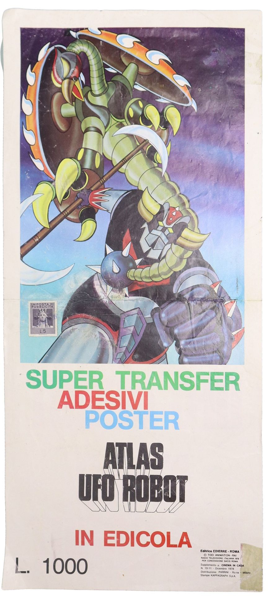 Null Atlas Ufo Robot Grendizer poster from newsstand , 70's 50 cm x 23 cm Supple&hellip;