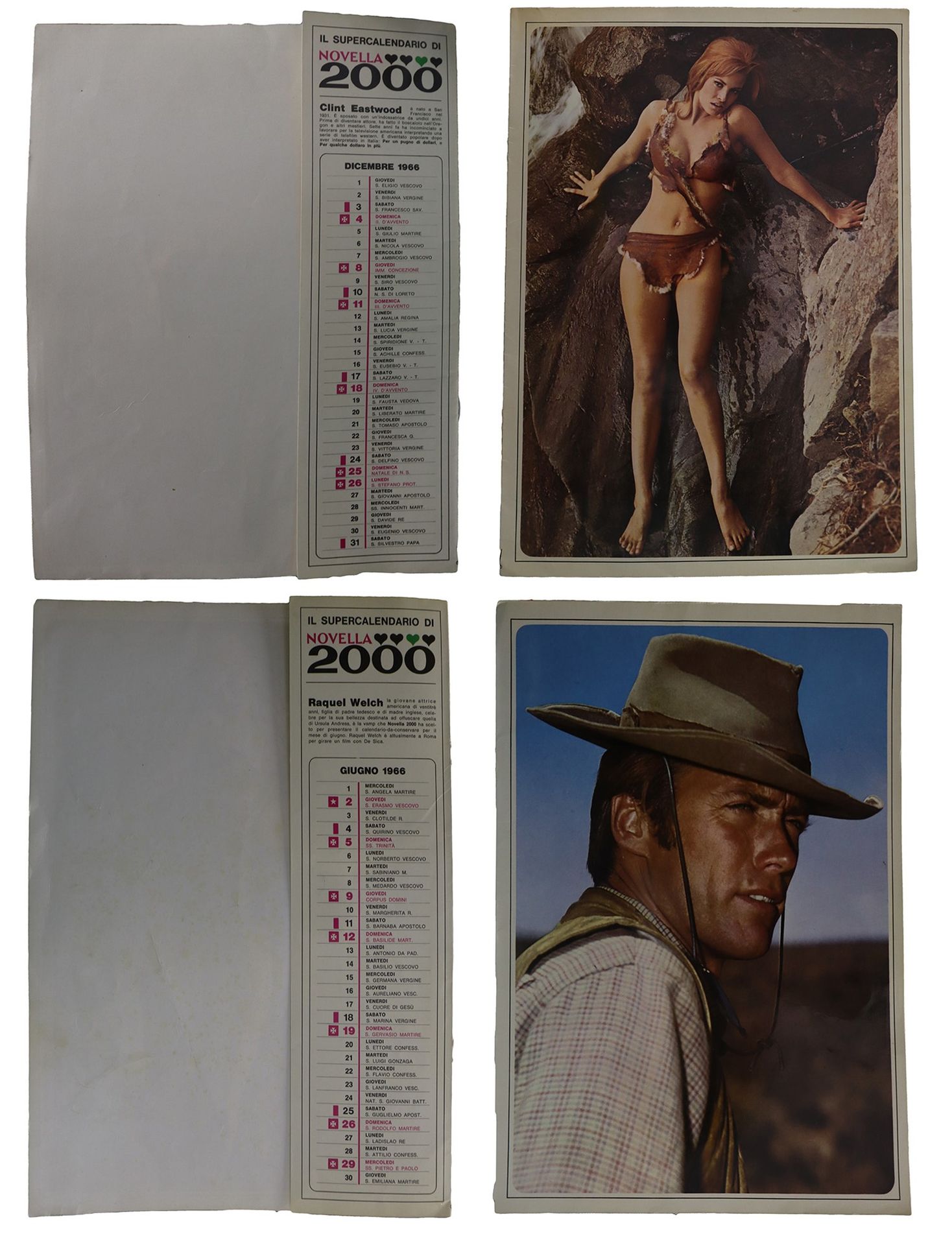 Null 情侣照片信封日历 '' Novella 2000 '' 30.5 cm x 26 cm 1966年6月和12月