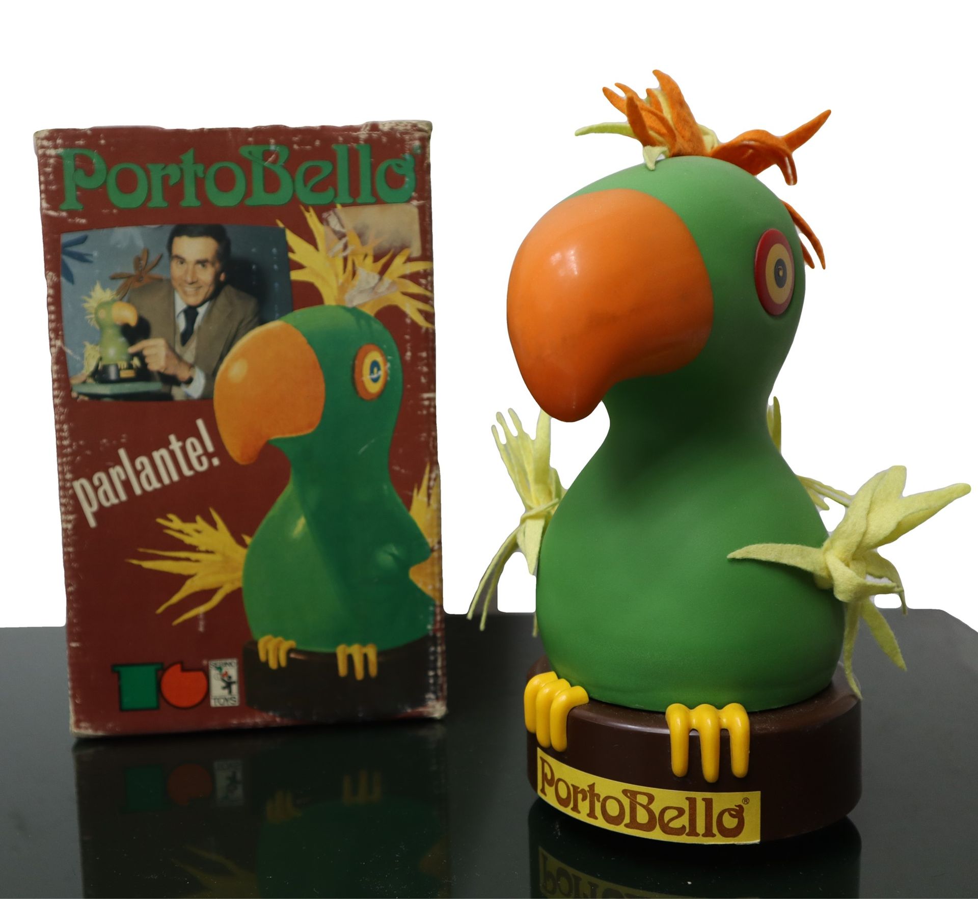 Sebino Toys Parrot PortoBello hablando , 1978 22 cm Hecho en Italia