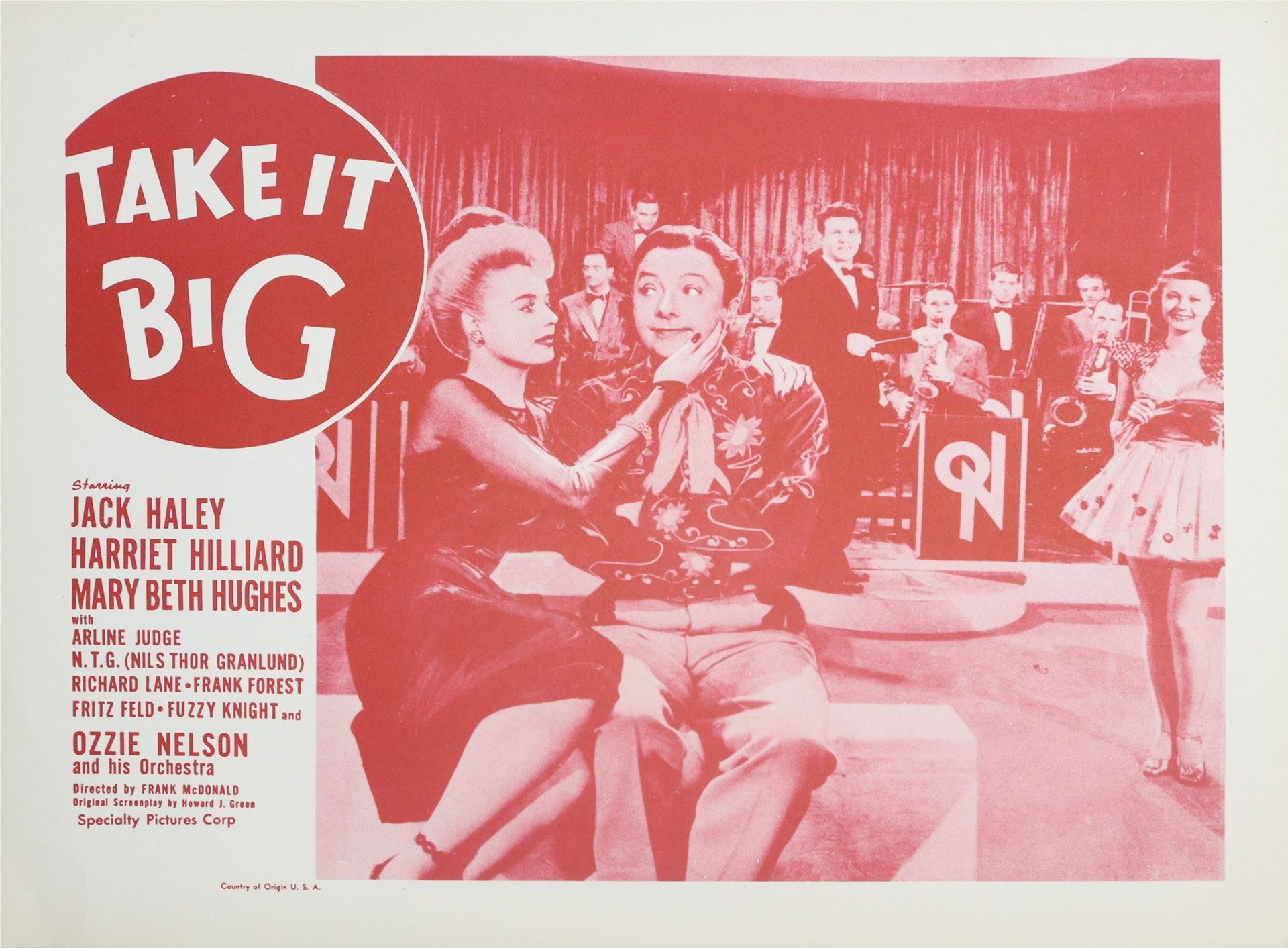 Null Carte de visite '' Take it big '' , 1950s 28 cm x 30 cm USA. Ozzie Nelson e&hellip;
