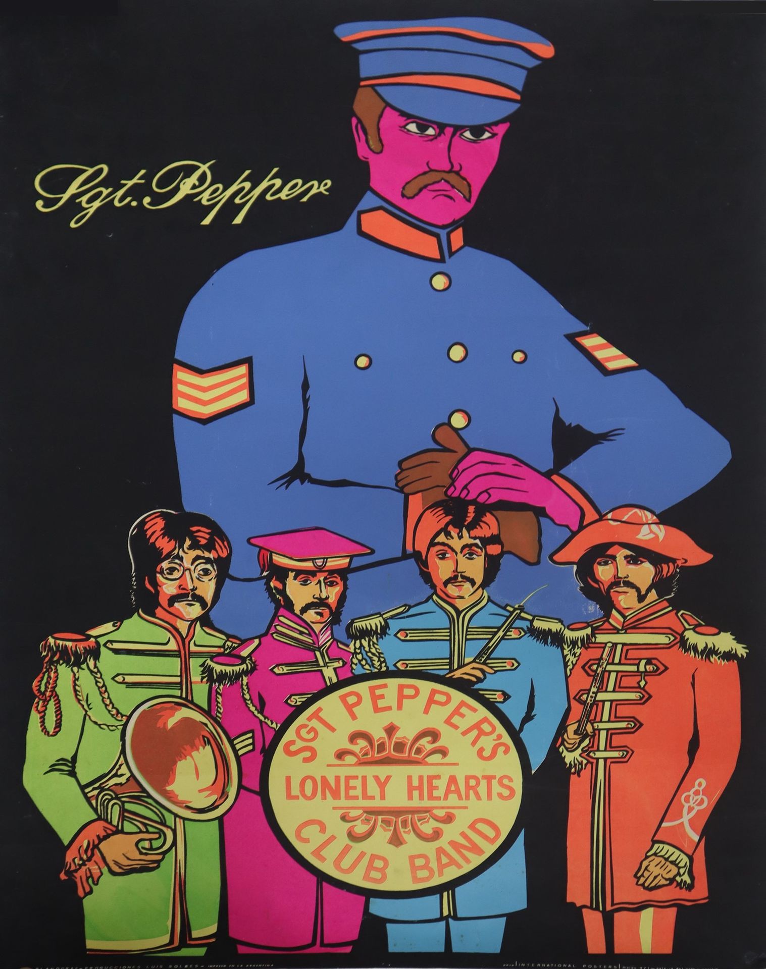 Null Affiche publicitaire "Sgt. Pepper", années 60 70 cm x 100 cm Argentine