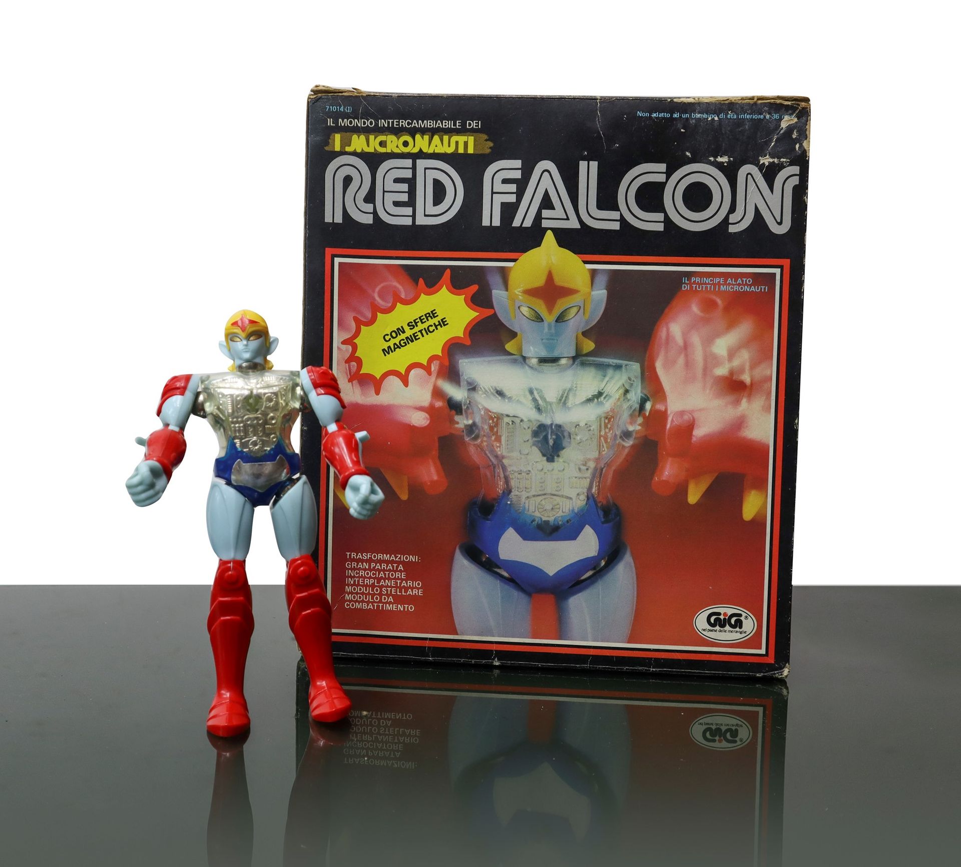 GIG Red Falcon, 1980 h 18 cm Série Micronauts, fabriqué à Hong Kong, signes norm&hellip;