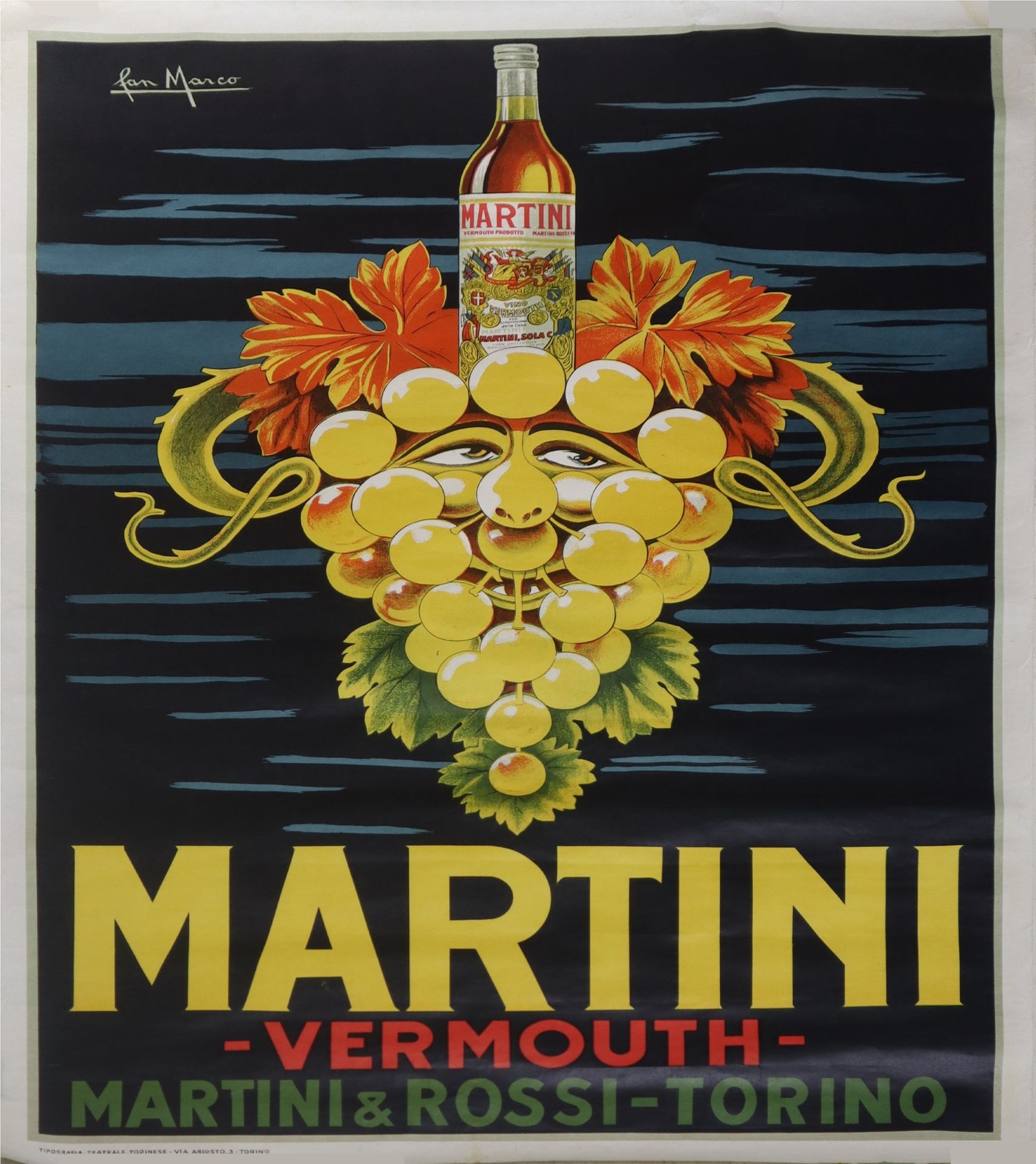 Null Vermouth Martini Werbeplakat, 1960 70 cm x 100 cm Turin, Turin theatralisch&hellip;