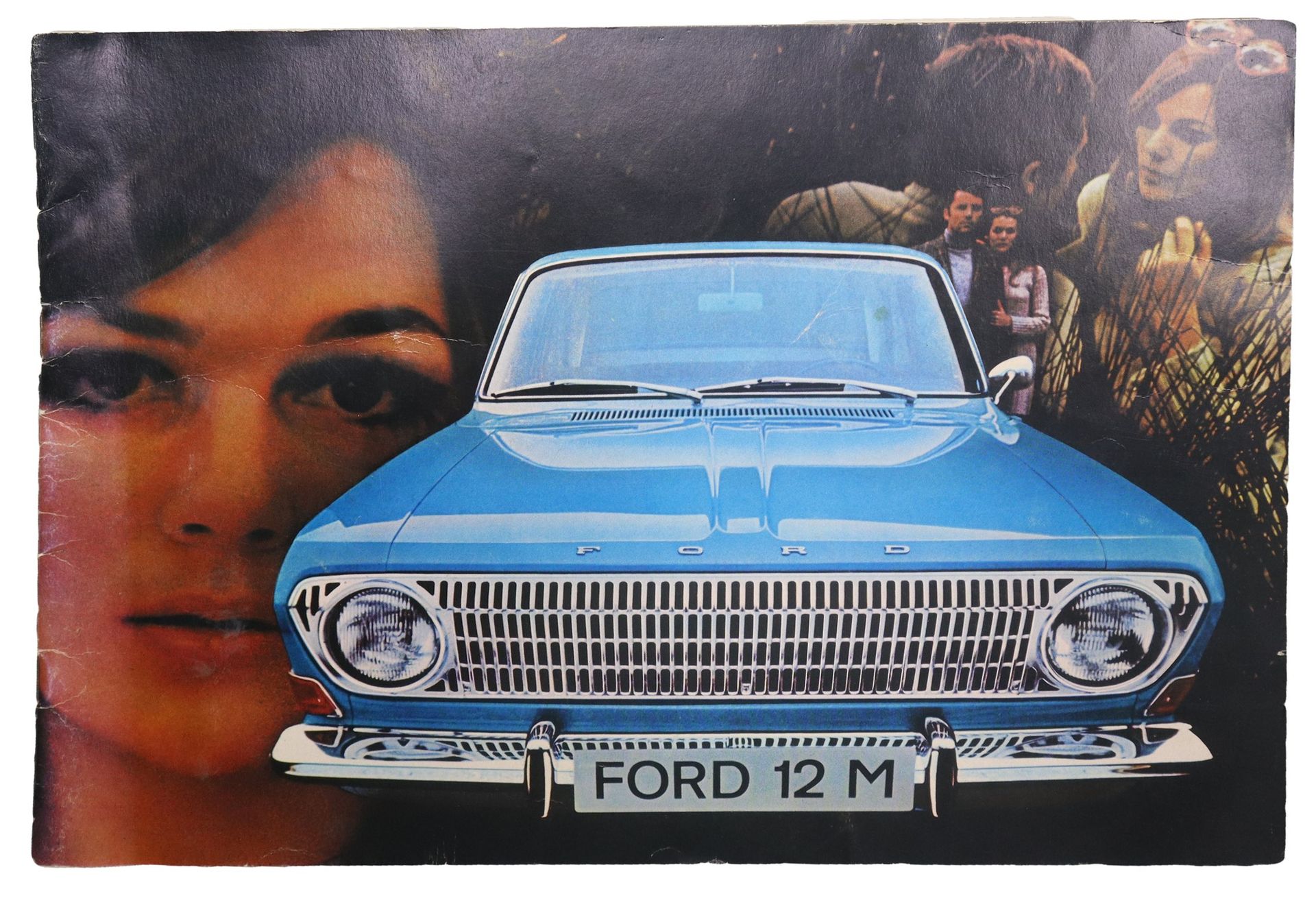 Null Volantino pubblicitario pieghevole Ford 12M , anni '50 21 cm x 39 cm