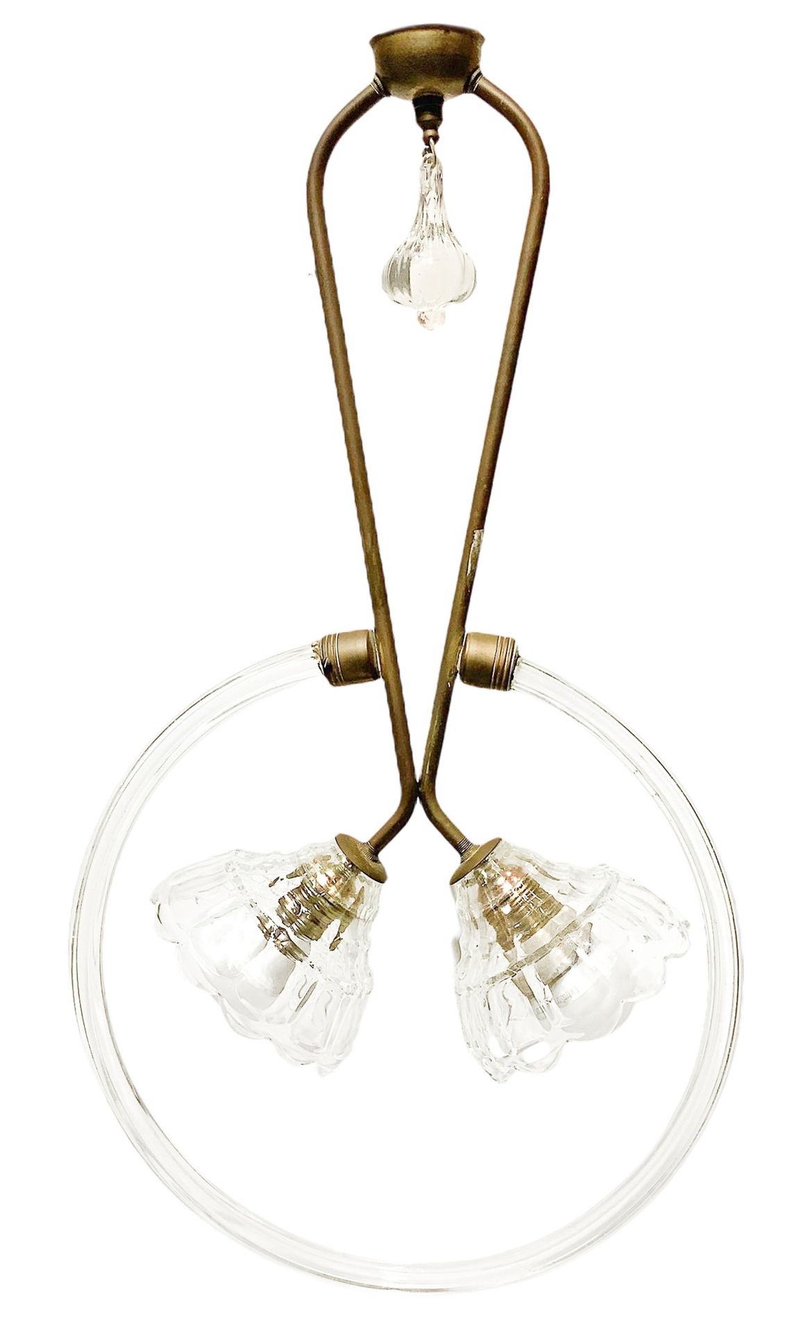 Null Decò chandelier, with two lights in metal and glass H cm 60x34