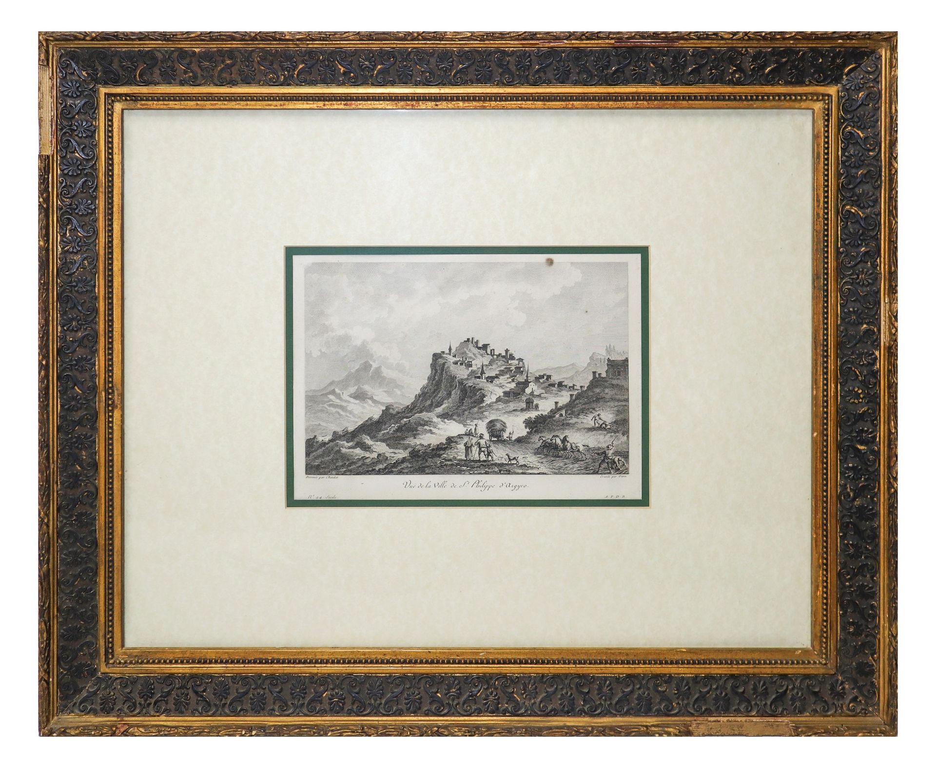 Null San Filippo D'Agira的风景，18世纪末 蚀刻版画 18.5 cm x 26 cm；框架 50 cm x 61 cm 取自Voyage&hellip;