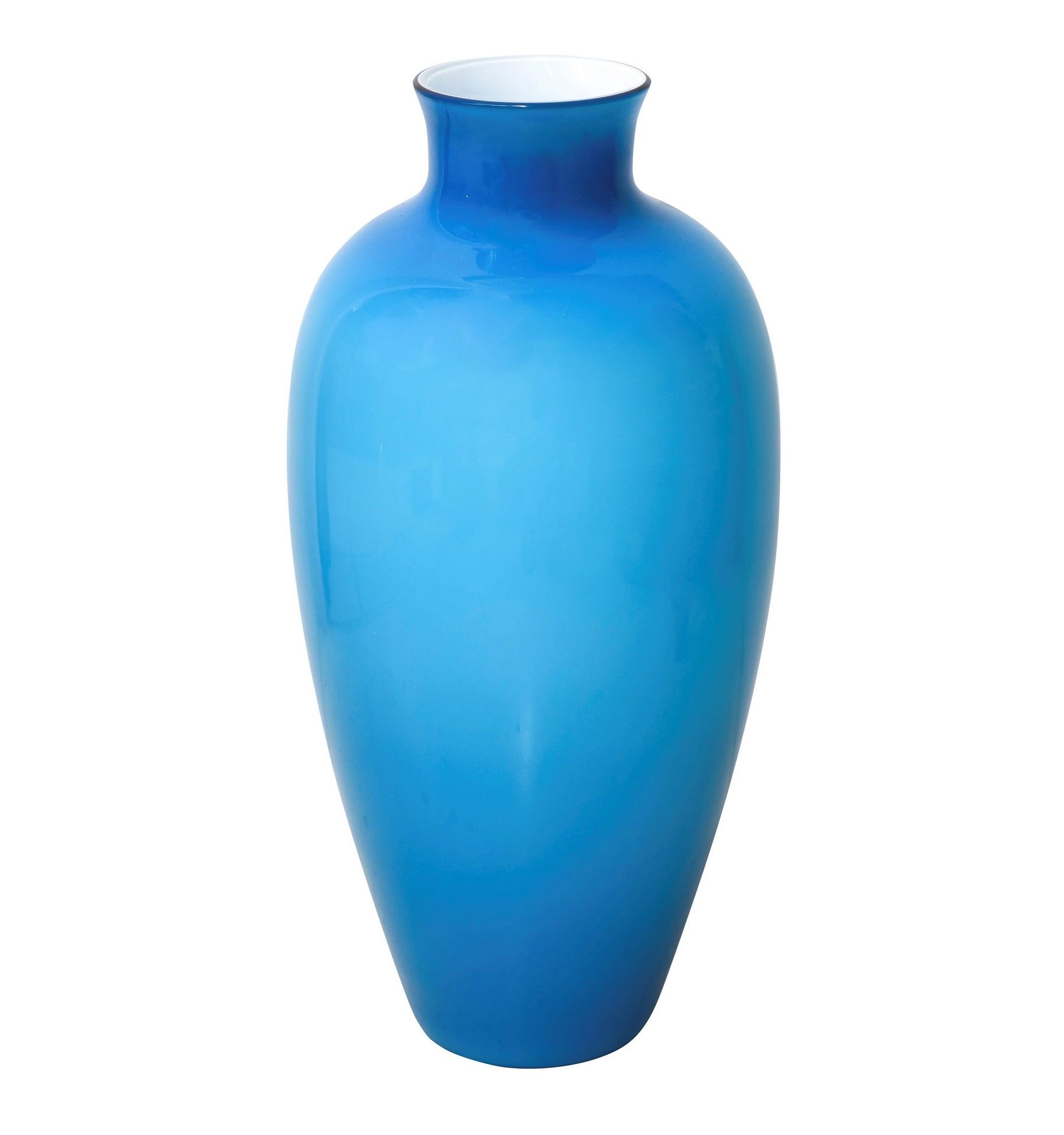 Venini Venini - 大花瓶，1990年h cm 62 搪瓷玻璃栏杆形状。在蓝色的阴影中。底部的钻石点签名 "Venini 90"