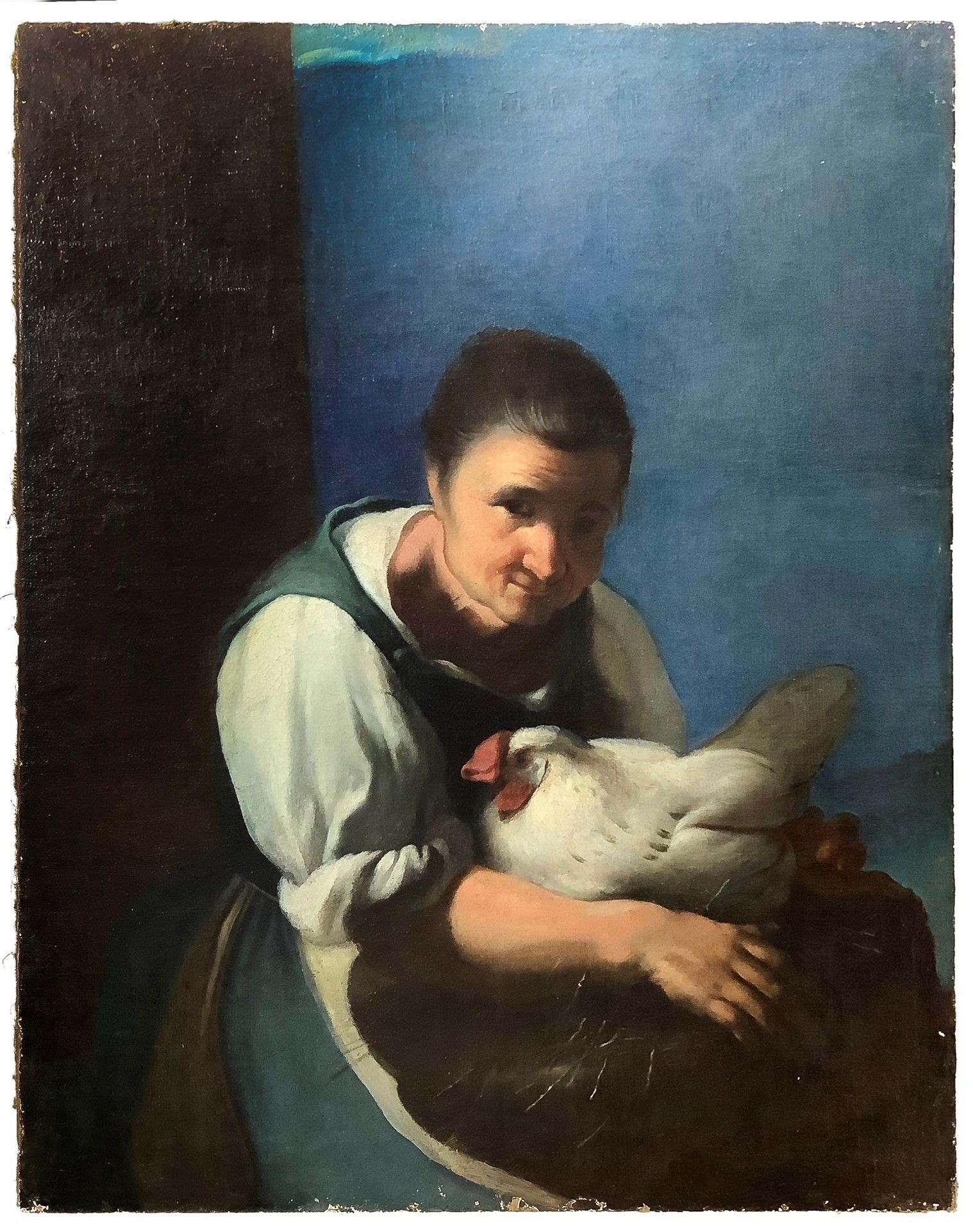 Antonio Cifrondi 安东尼奥-西弗龙迪（Clusone 1656-Brescia 1730）--带母鸡的女人，1700-1730 84x105厘米&hellip;
