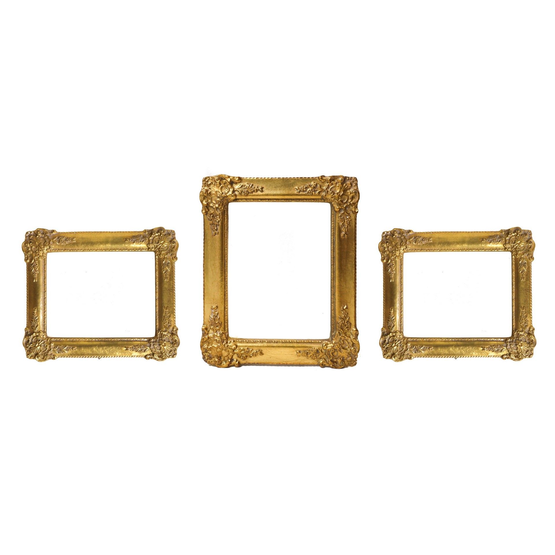 Null Triptychon von Kartuschen in vergoldetem Holz Zwei identische Rahmen Innenm&hellip;