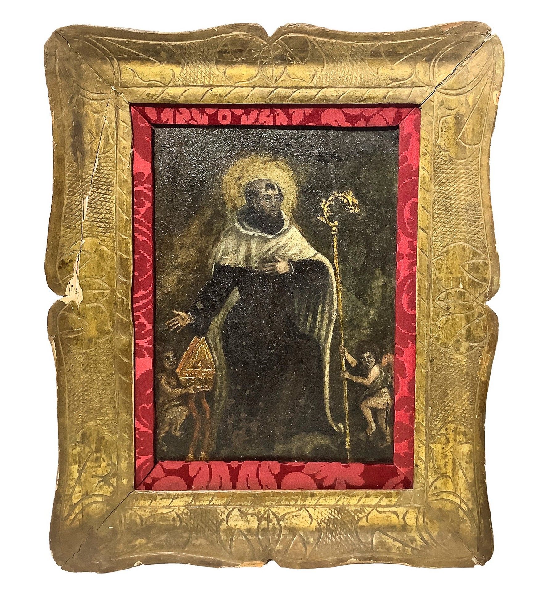 Null St. Ambrose Bishop, début du 19ème siècle 39x31.5 cm, dans le cadre 48x41 c&hellip;