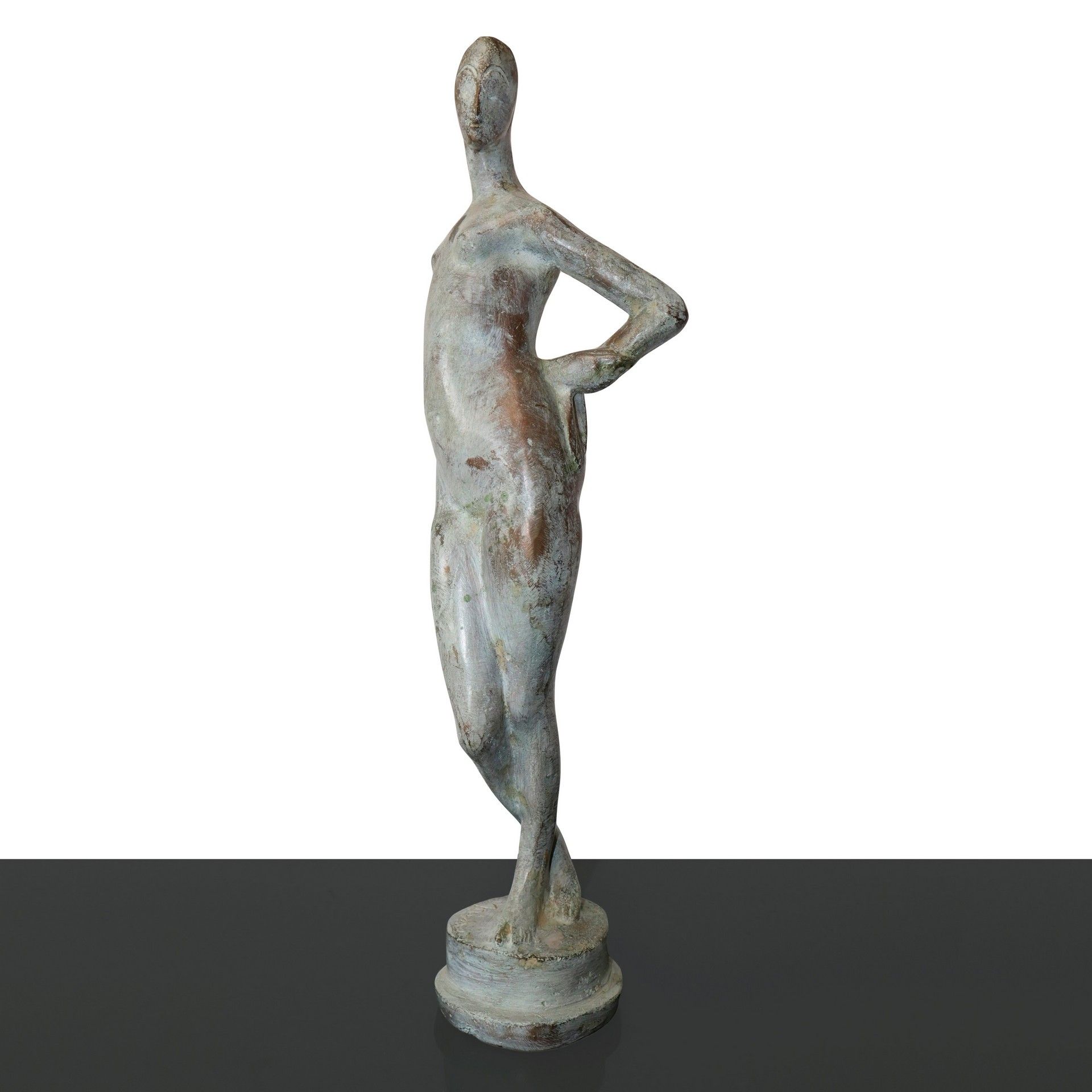 Null Nude of a woman H cm 45 Lost-wax bronze Patinated light green, signed at ba&hellip;