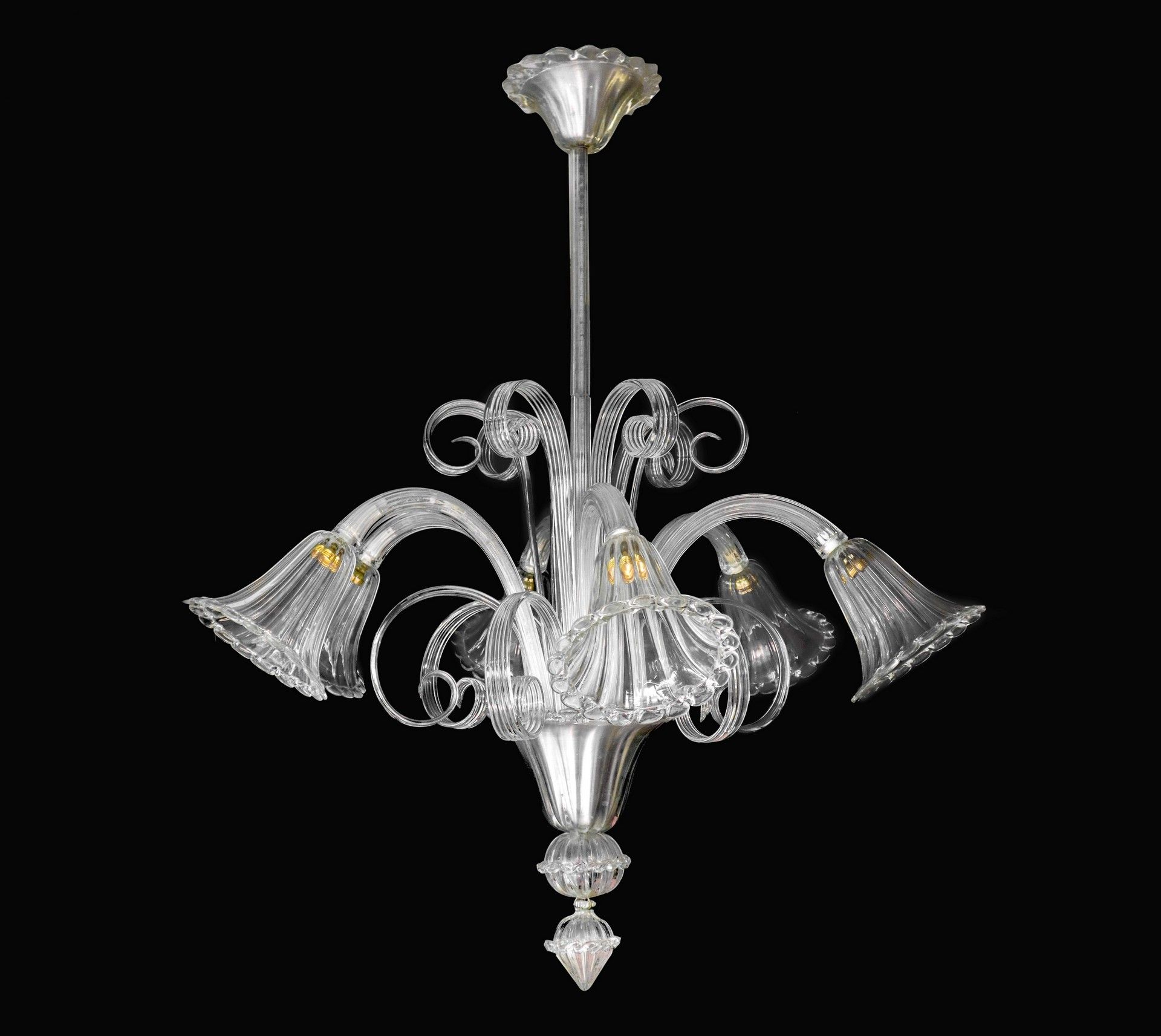 Null Murano glass chandelier, 50s/70s h m 1.10 x l m 1 Six-light, bell-shapedA s&hellip;