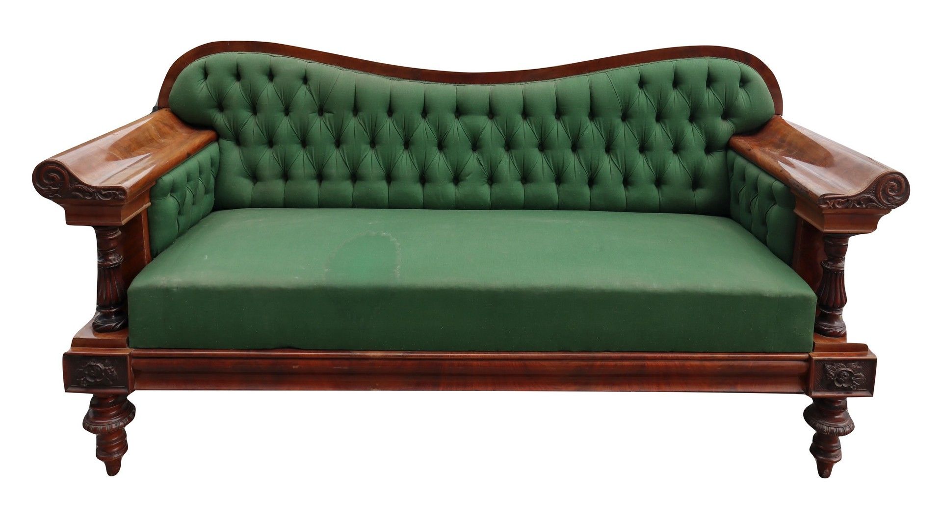 Null Dormeuse-Sofa, Anfang 20. Jahrhundert h 98x195x68 cm mit grüner PolsterungM&hellip;