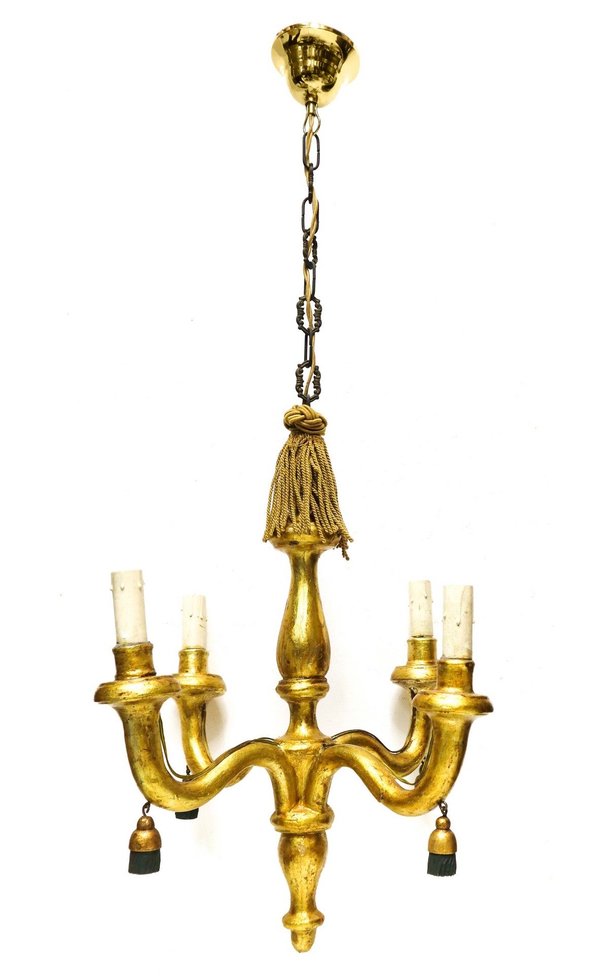 Null Antico lampadario in legno dorato a foglia, Sicily, XVIII secolo h cm 45 pi&hellip;