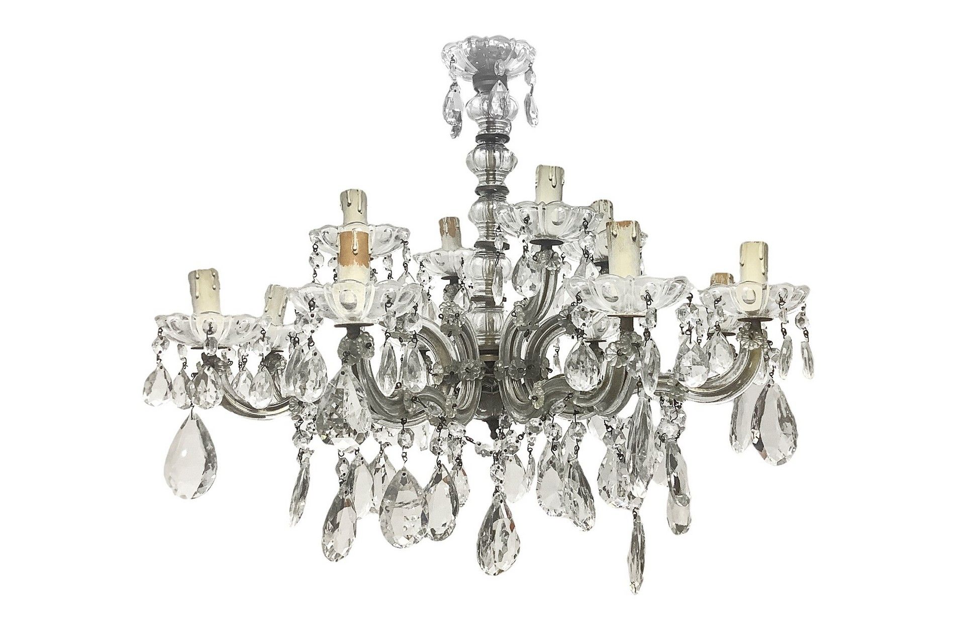 Null Bohemia glass twelve-light pendant chandelier, 30s - 40s h cm 70x60 Basket &hellip;