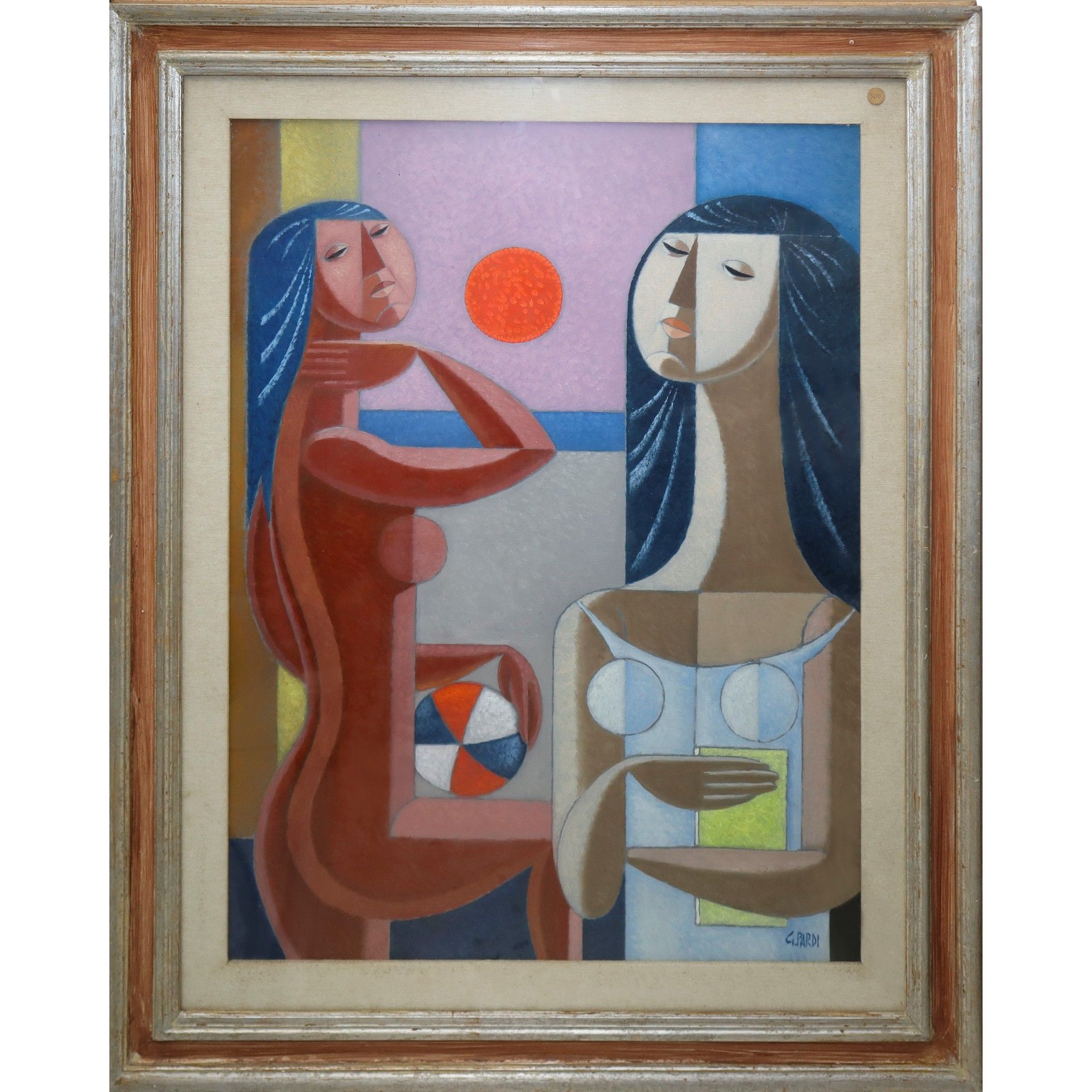 Null Stylized figures of women at sunset 60 x 82 in frame 82 x 102 cm G. PardiG.&hellip;