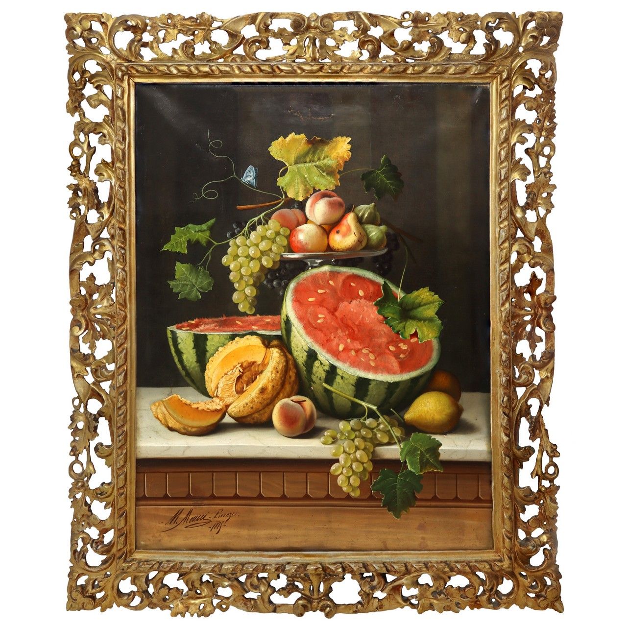 Michelangelo Meucci Michelangelo Meucci (1840-1909) - Still life of fruit with r&hellip;
