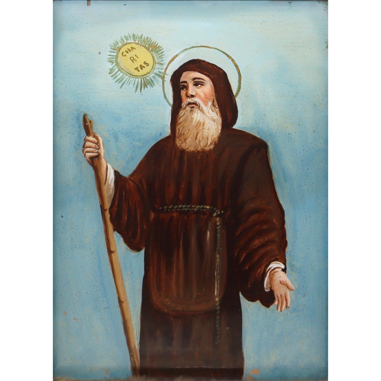 Null St. Francis of Paola, late 19th century H cm 37x27 Painting on glass