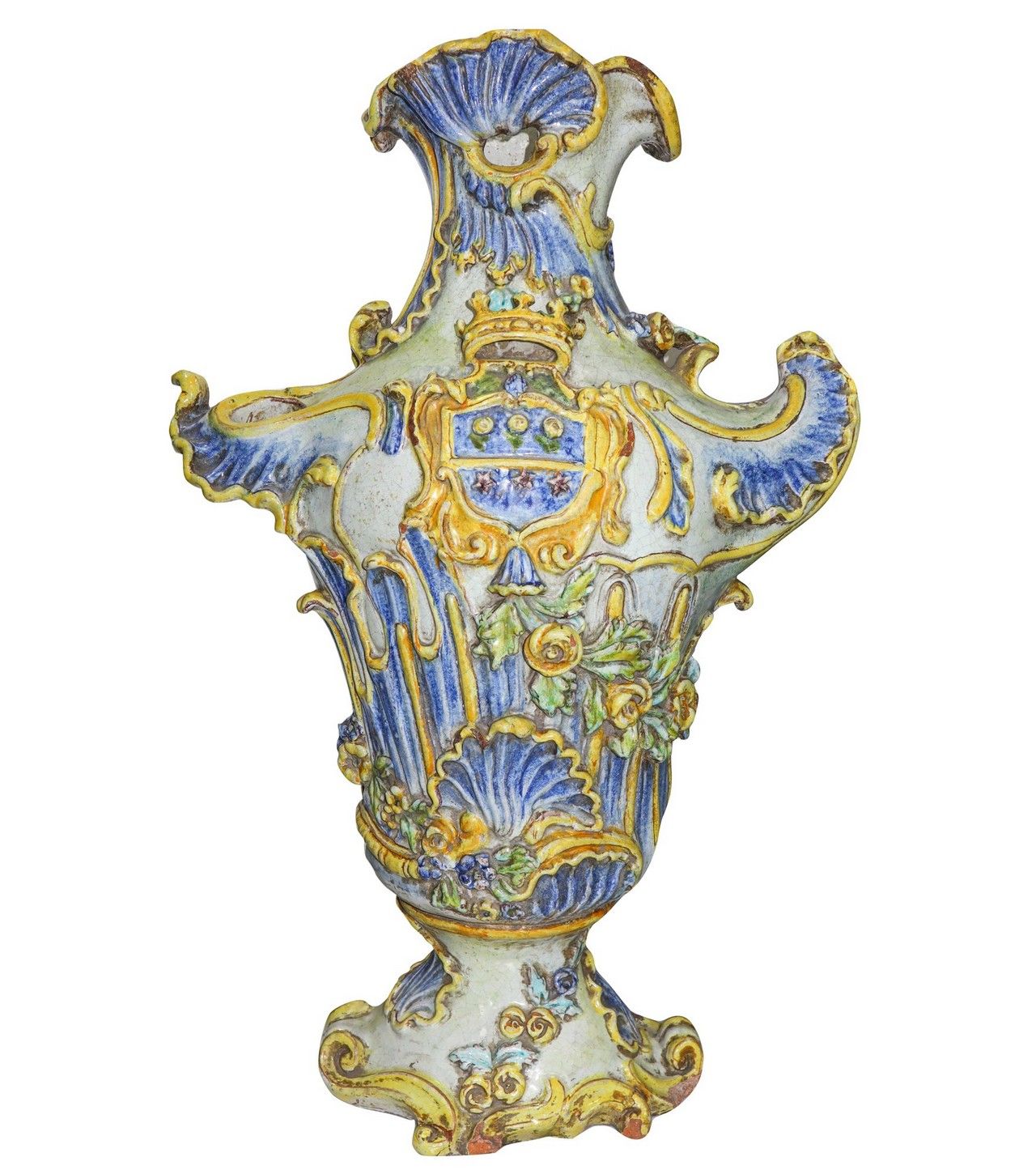 Null Vase ornemental en majolique polychrome de Caltagirone, publié à Ragona, XV&hellip;