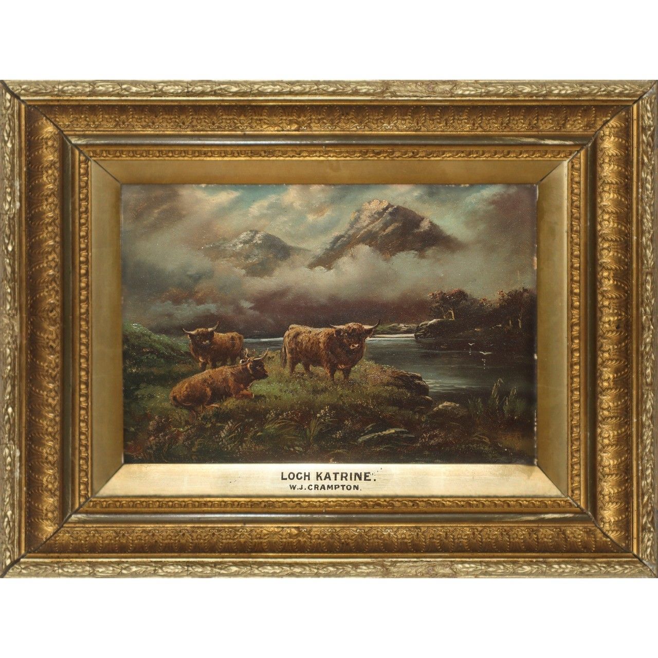 William J. Crampton William J. Crampton - Landscape with bulls and lake H cm 21x&hellip;