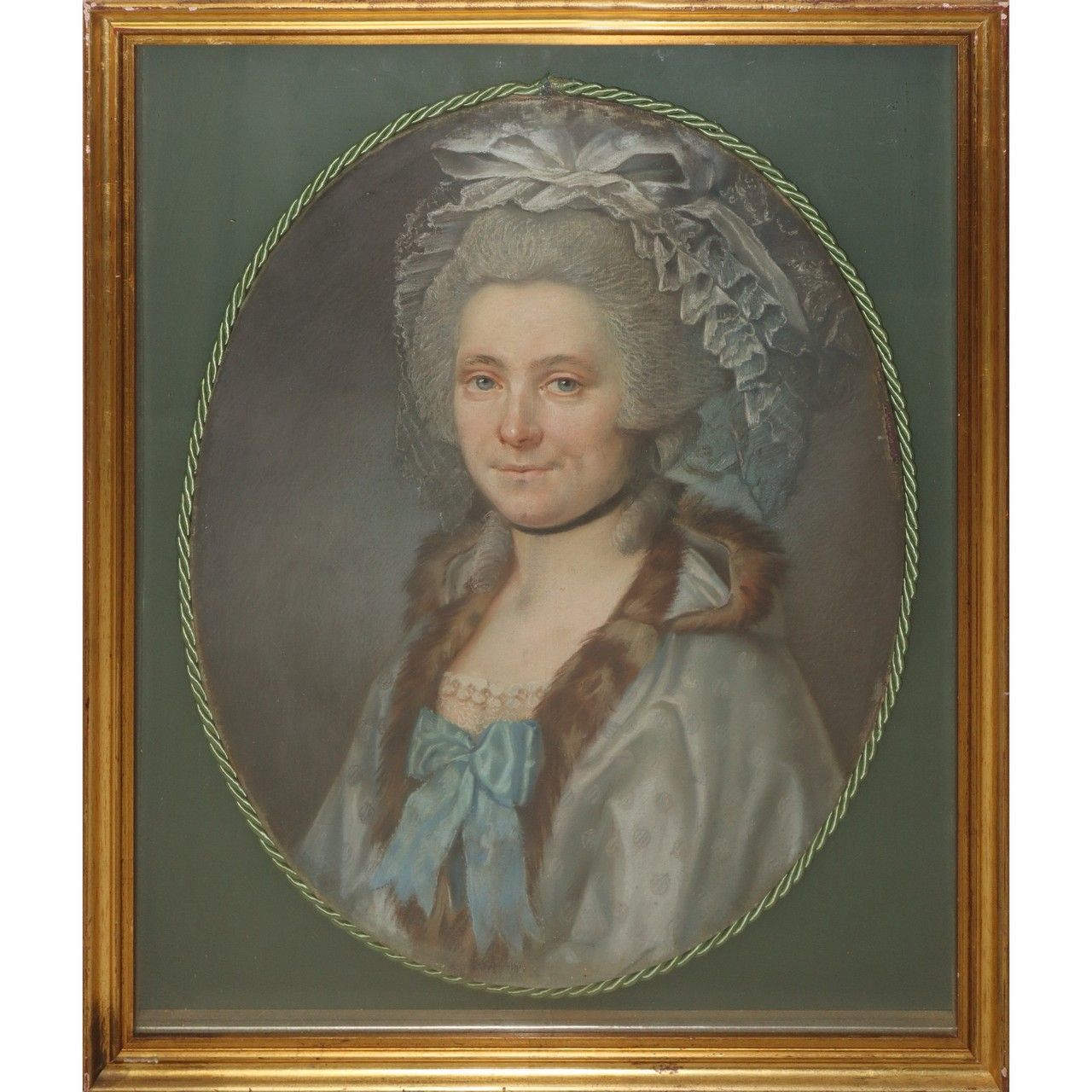 Null Portrait of elegant woman, 18th century H cm 59x46 - in frame H cm 72x60 Te&hellip;