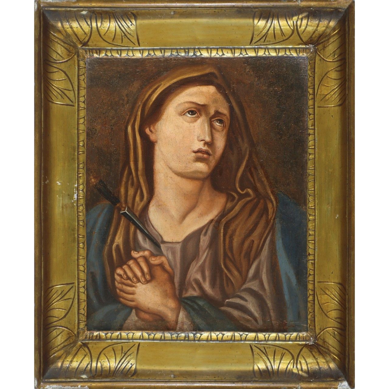 Null Our Lady of Sorrows in prayer, early 19th century H cm 36x29 - in frame H c&hellip;