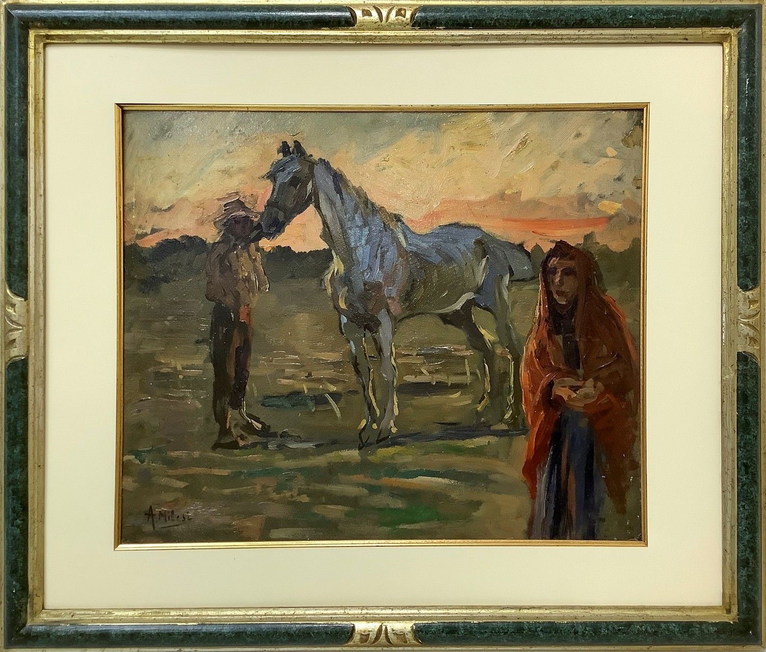 Alessandro Milesi Alessandro Milesi (Venice 1856-Venice 1945) - Horse with Chara&hellip;