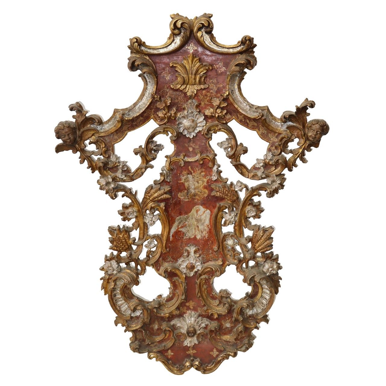 Null Frise Louis XIV laquée et dorée avec motifs floraux argentés, début du XVII&hellip;