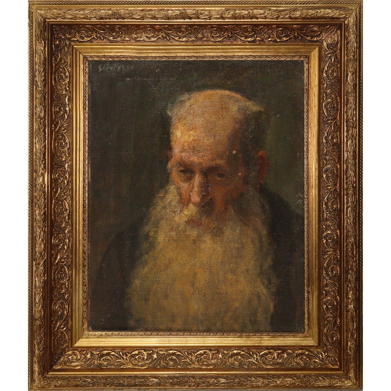 Null Bearded old man, 18th H cm 47x37 Oil on canvas Russian school. Signature at&hellip;