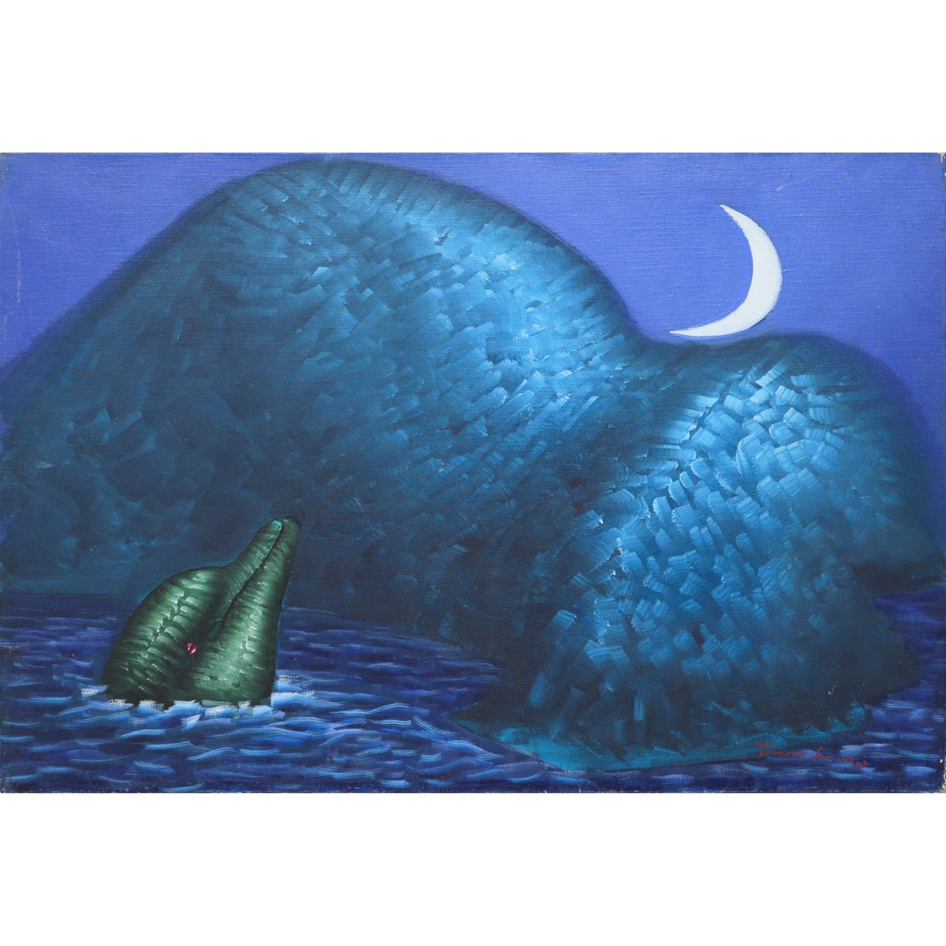 Aldo Turchiaro Aldo Turchiaro (Celico 1929 年 4 月 6 日) - 月光下的海豚 H cm 35.5x50.5 布面&hellip;
