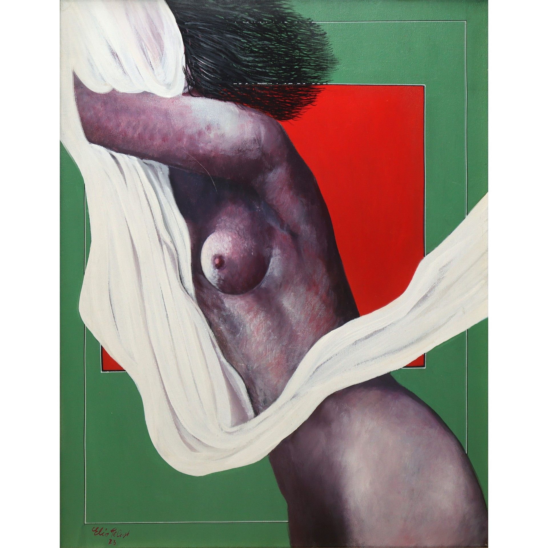 Elio Pelosi Elio Pelosi - Femme, 1973 H cm 60 x 50 ; (encadré) cm 80 x 70 Huile &hellip;