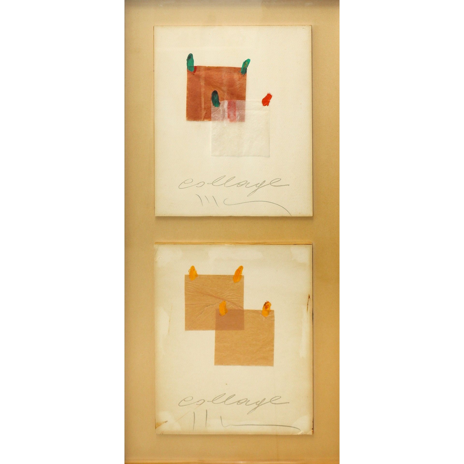 Aldo Mondino 阿尔多-蒙迪诺（都灵，1938-都灵，2005 年）--拼贴画，一对混合技法纸板画，各 30x24 厘米，装框 79x39 厘米 混合&hellip;