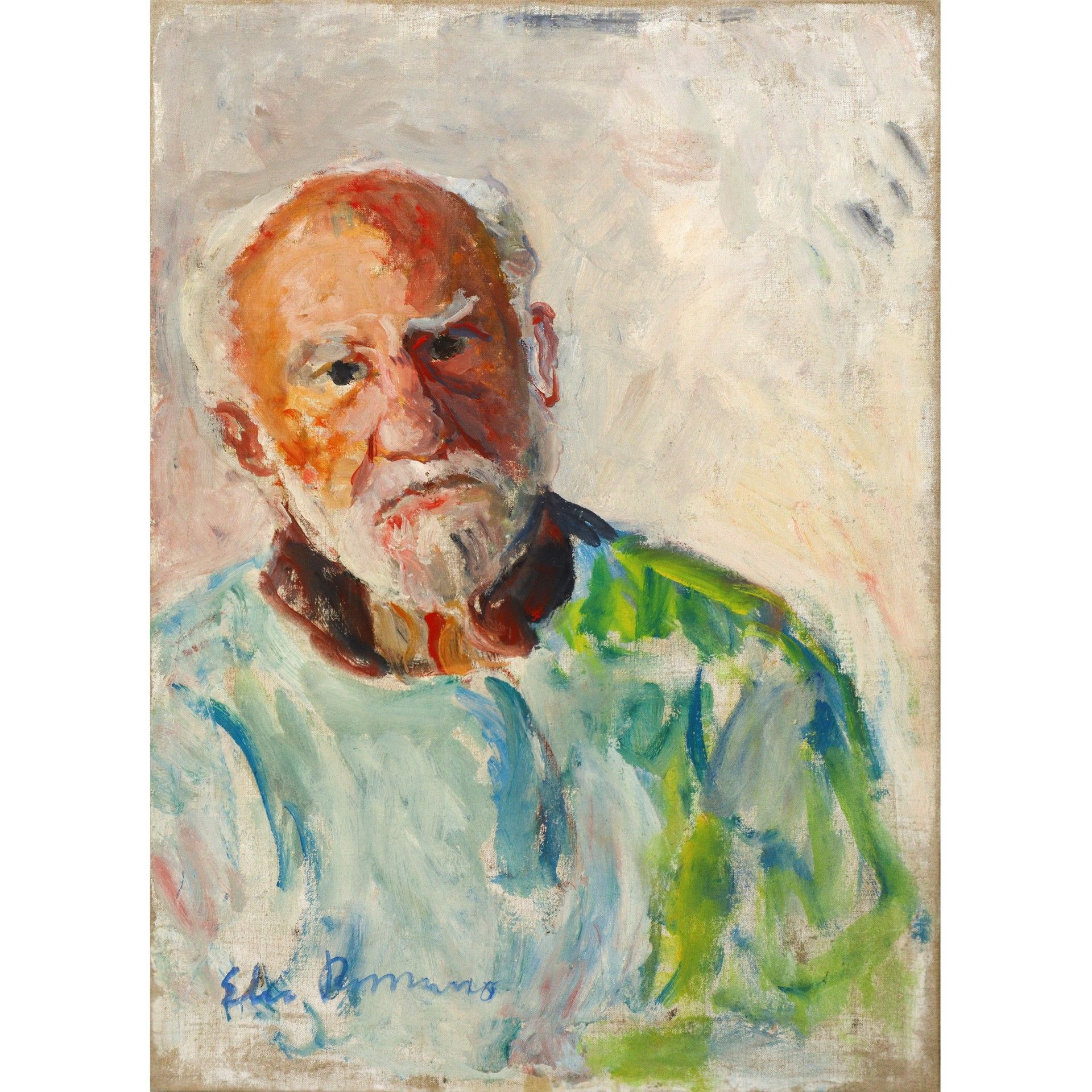 Elio Romano Elio Romano（特拉帕尼，1909-卡塔尼亚，1996 年） - Autoritratto 厘米 49x67 帆布油画 左下方有&hellip;