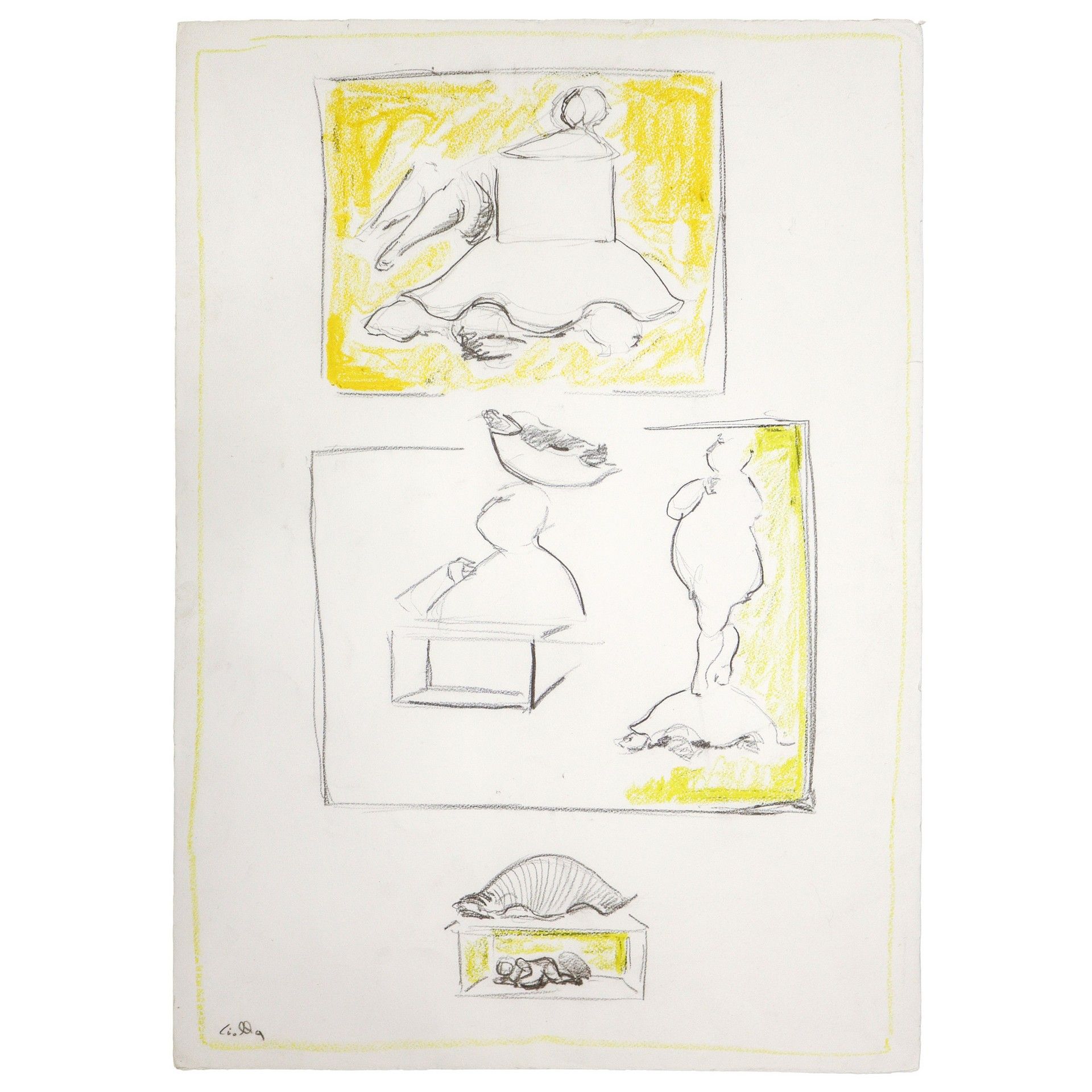 Girolamo Ciulla Girolamo Ciulla (Caltanissetta 1952) - 纸板上的人物组合 70 x 50 厘米混合媒介炭笔&hellip;