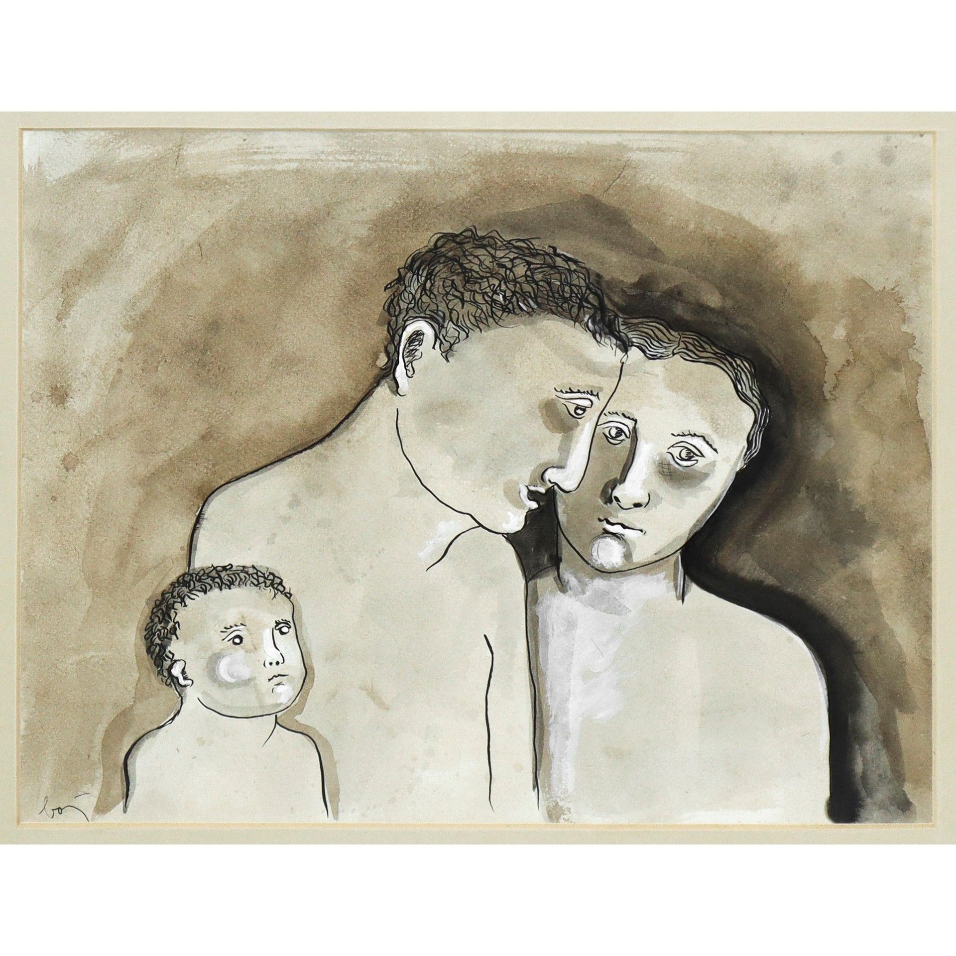 Enrico Baj Enrico Baj (italien 1924-2003) - La famille, 1953 cm 26x34, dans un c&hellip;