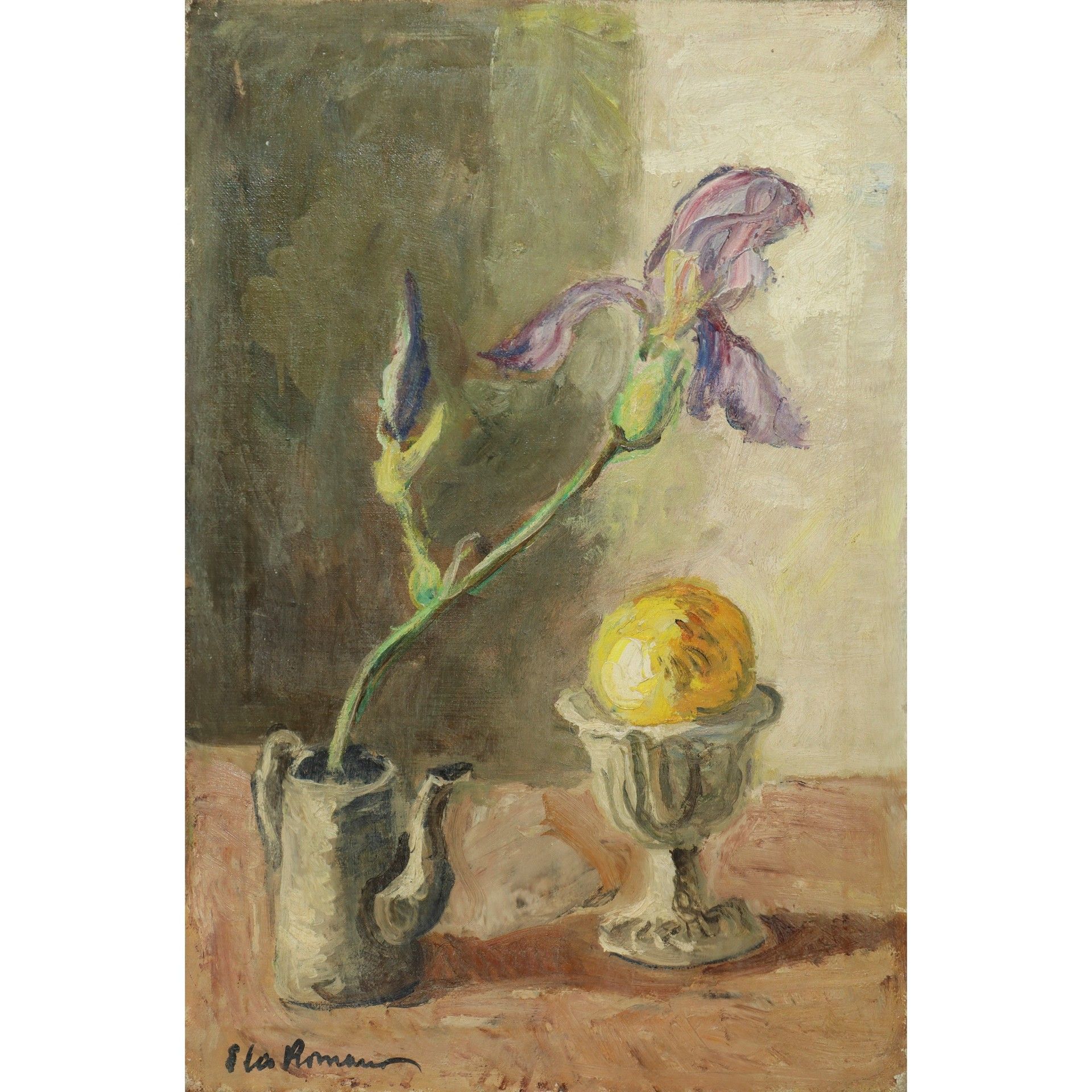 Elio Romano Elio Romano (Trapani 1909-Catania 1996) - Still life with flower and&hellip;