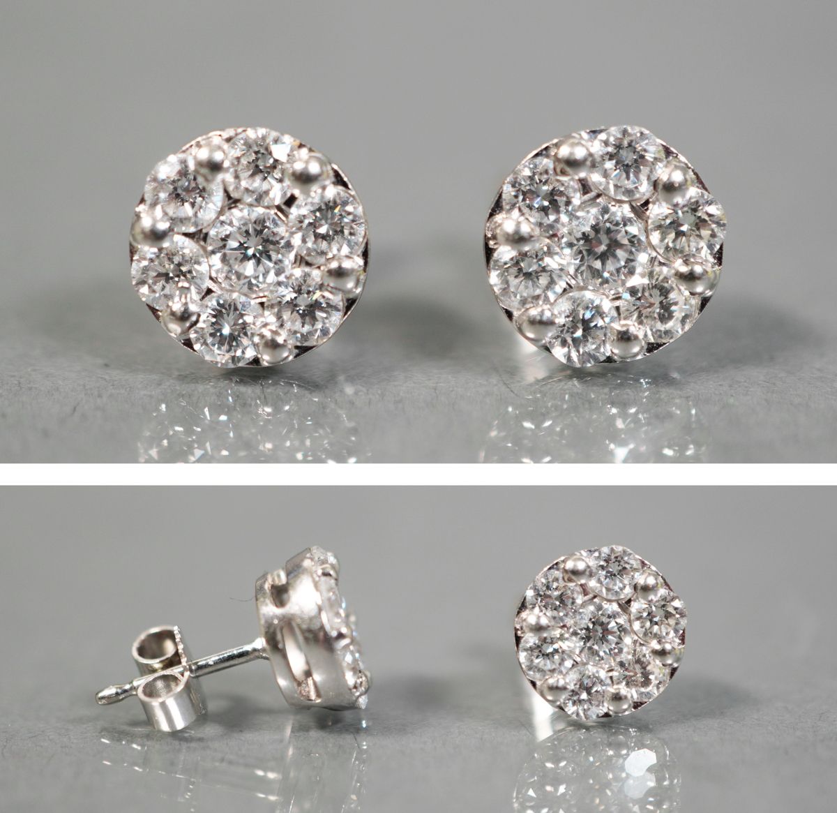 Null Paire de boucles d'oreilles avec diamants d'env. 1,2 ct, poids 750, chacune&hellip;