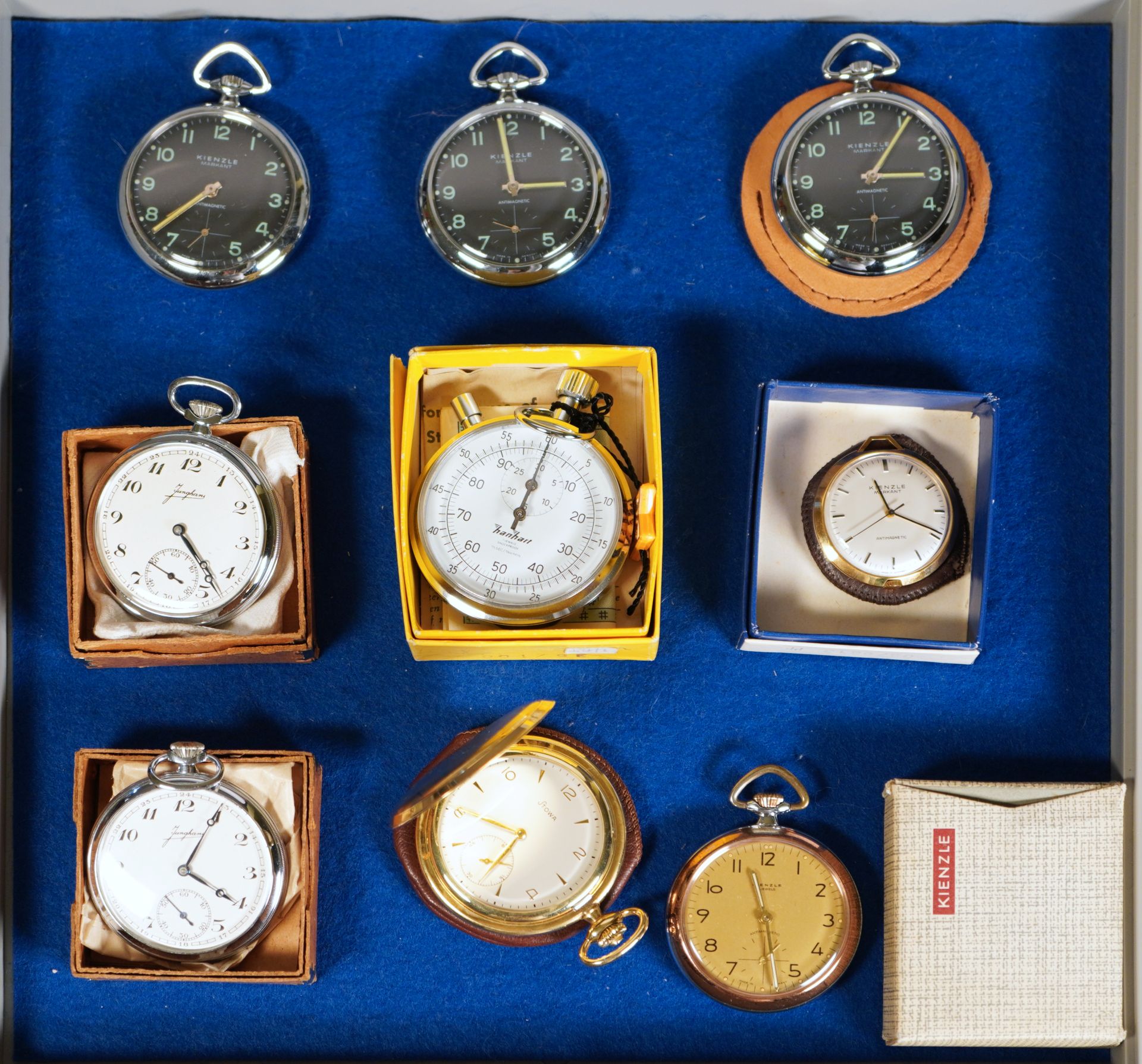 Null Lot de 9 montres de poche, 1ère moitié du 20e siècle, dont Junghans, Stowa &hellip;