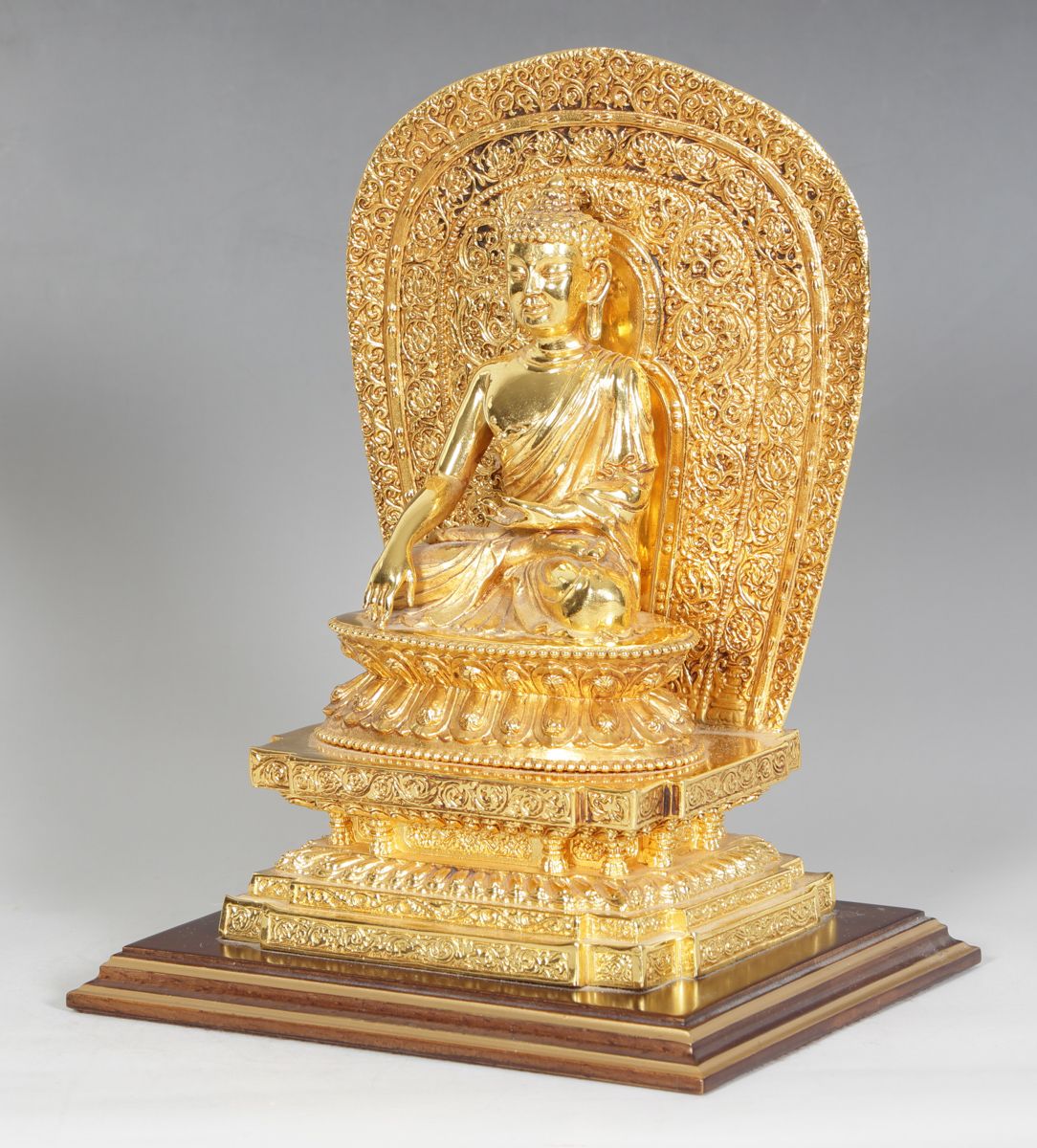 Null Bouddha "Sakyamuni", Franklin Mint, USA 1991, bronze doré d'après l'origina&hellip;