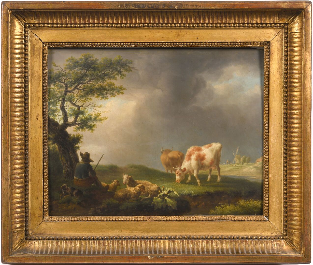Null Frans SWAGERS (1756-1836).

Berger, vaches et moutons.

Huile sur panneau p&hellip;