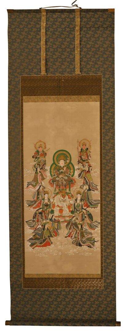 Null JAPON, fin XIXe, début XXe.

Peinture à l'encre et couleurs sur soie représ&hellip;