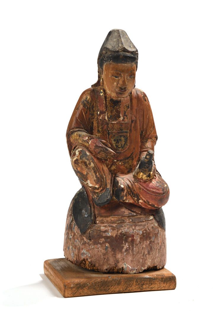 Null CHINE DU SUD, XIXe-XXe.

Statuette en bois sculpté représentant une Guanyin&hellip;