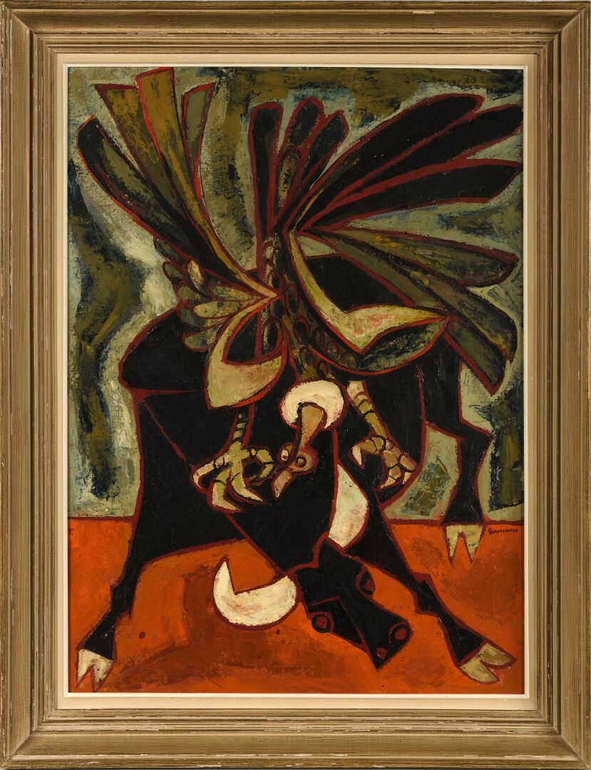 Null Oswaldo GUAYASAMIN (1919-1999).

Le Taureau et le Condor.

Huile sur pannea&hellip;