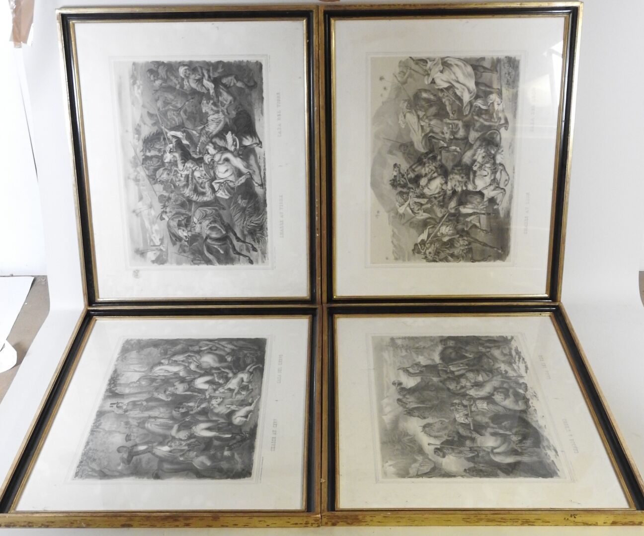 Null 图尔基斯的四幅石版画组曲。

猎熊、猎雄鹿、猎老虎和猎狮子。

圣高登的Casse frères。

50 x 61厘米。