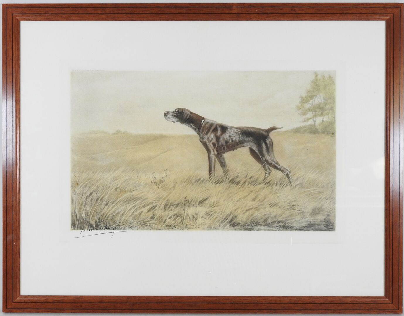 Null Léon DANCHIN (1887-1938) nach.

Hund auf der Jagd.

Lithografie, unten link&hellip;