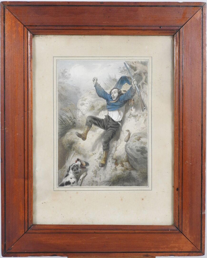 Null François GRENIER (1793-1867)之后。

猎人的堕落。

石版画上有签名。

20 x 15厘米的视线。

有狐臭。
